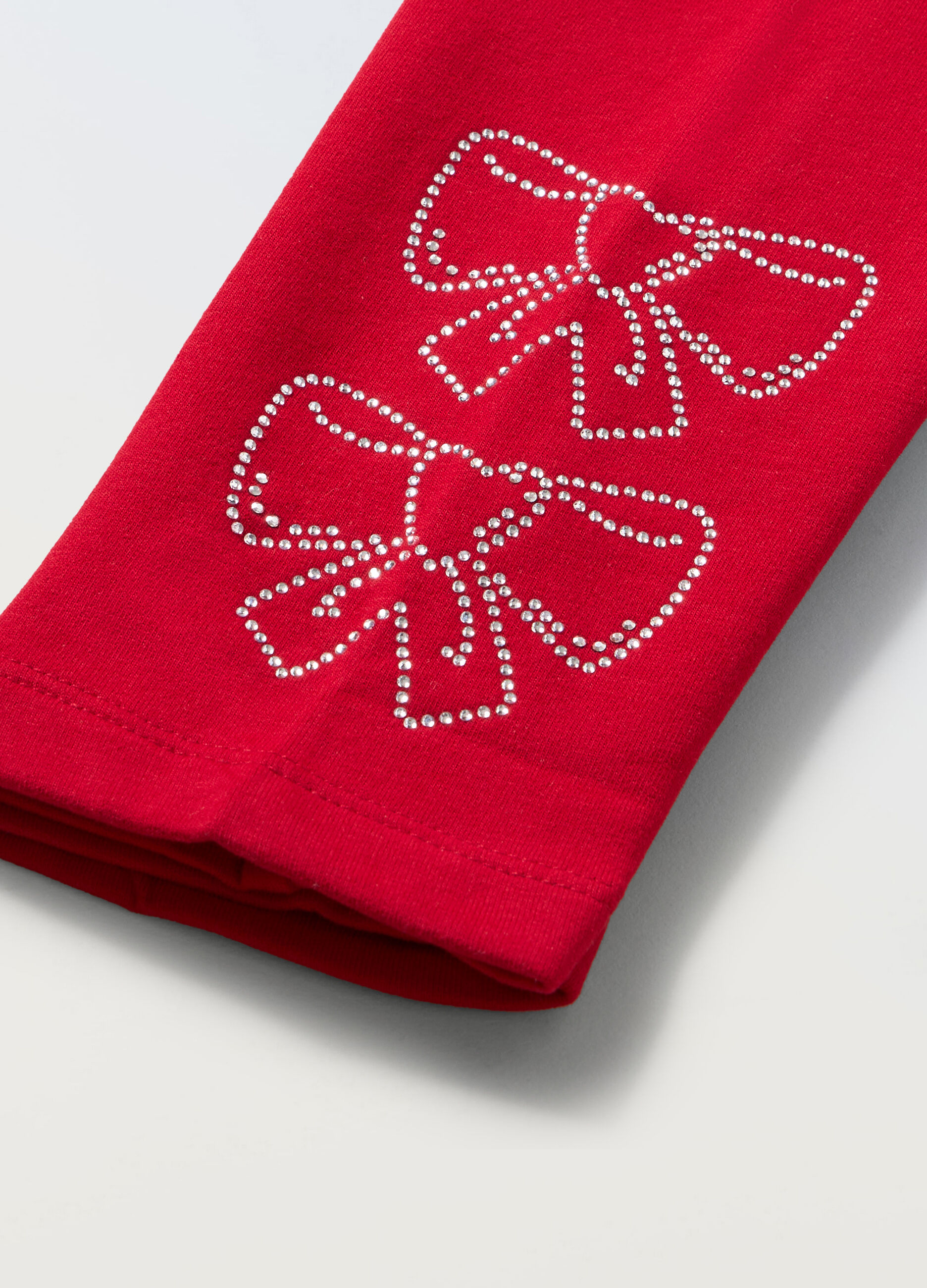 Leggings con strass in felpa di cotone stretch bambina_1