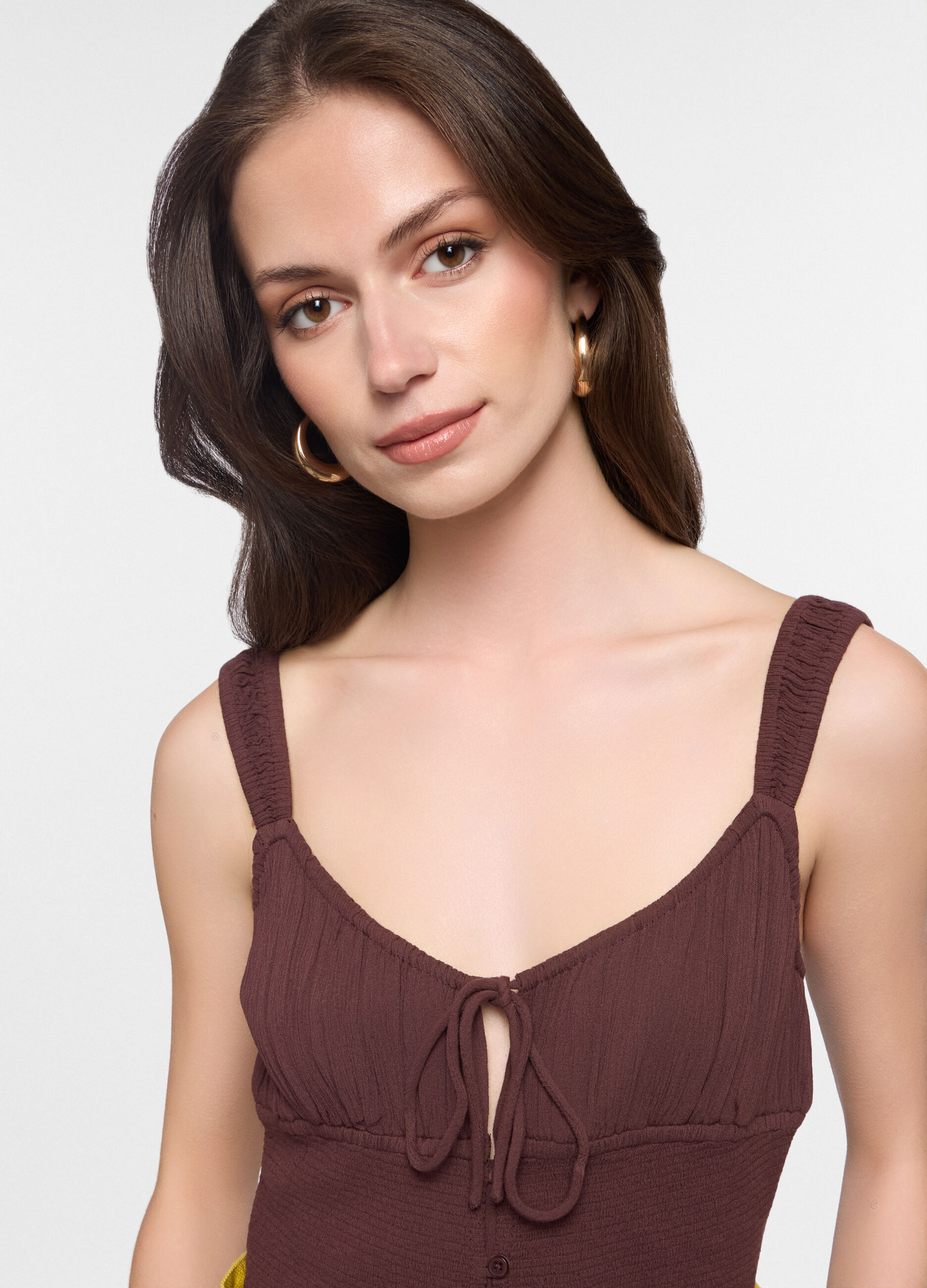 Top con scollo a V e coulisse donna_2