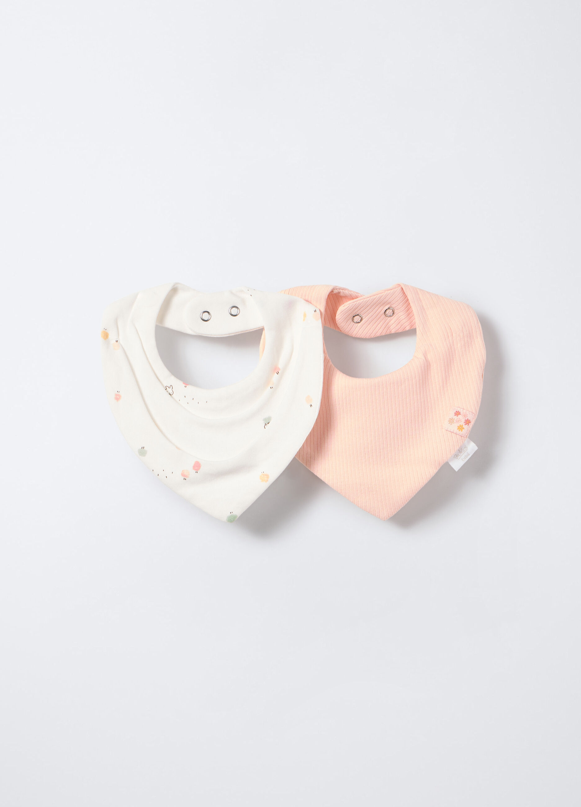 Pack 2 bavaglini in costina di cotone stretch neonata