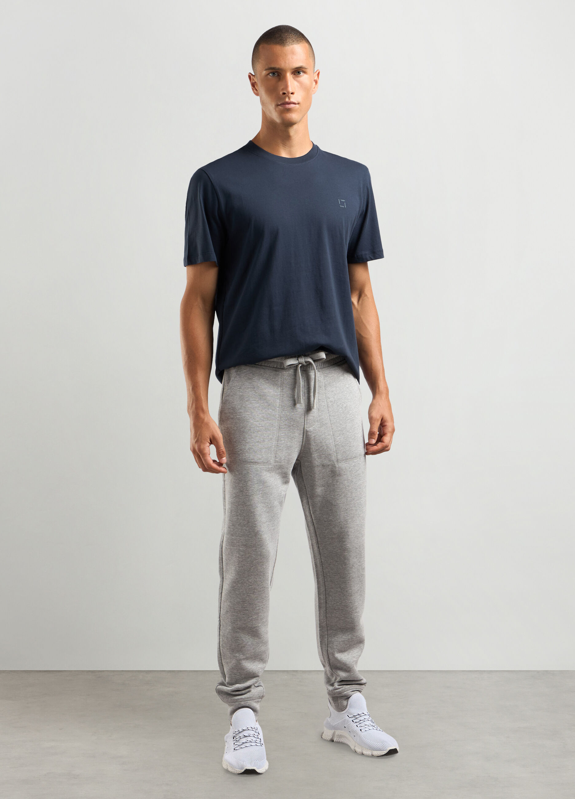 Joggers regular fit in felpa di misto cotone uomo_0