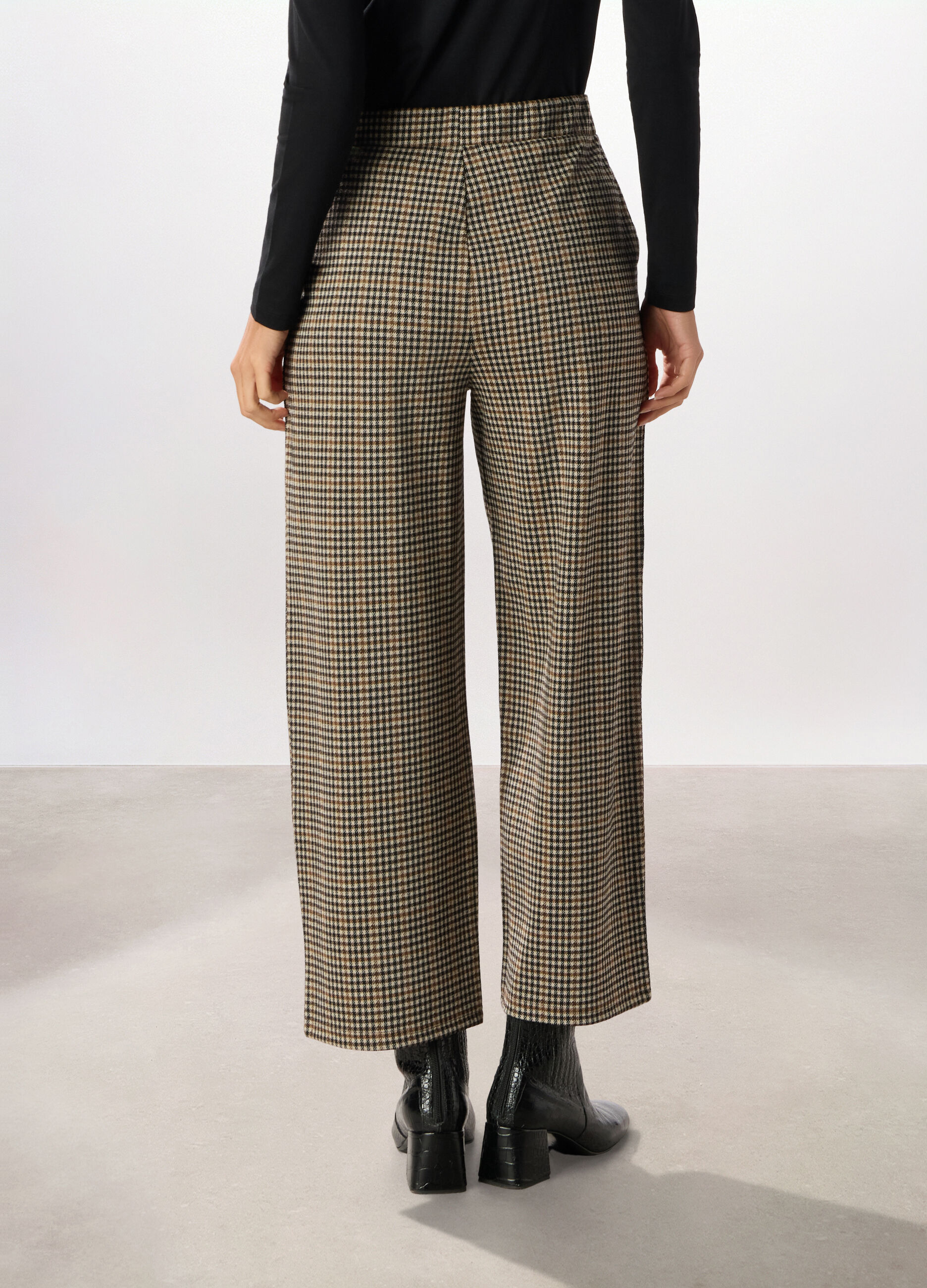 Pantalone palazzo jacquard misto lana donna_1