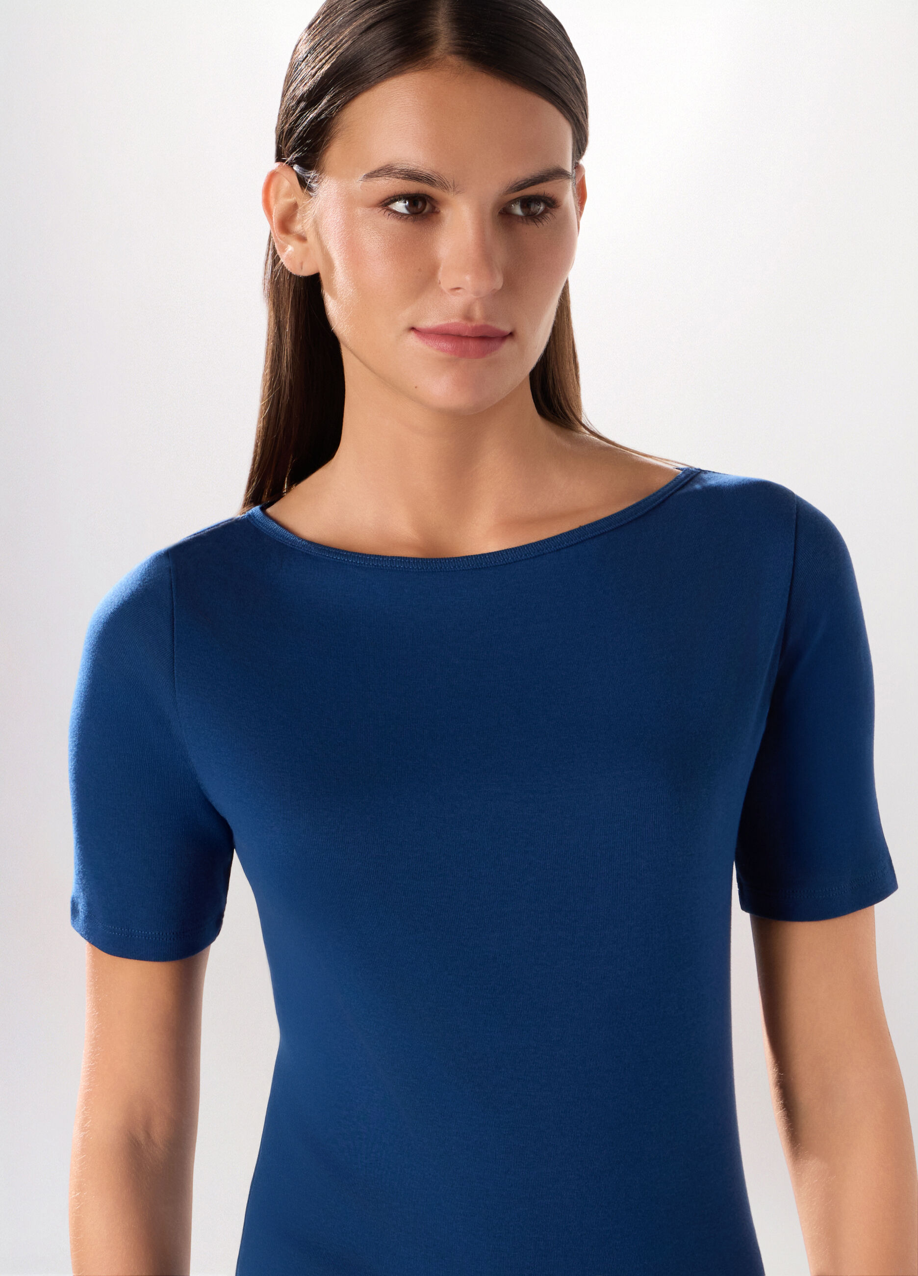T-shirt in costina di puro cotone donna_2