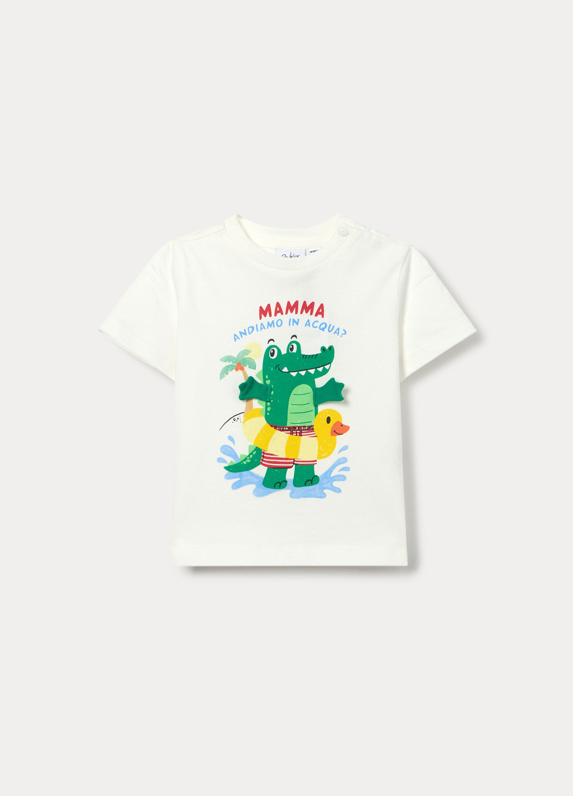 T-shirt girocollo in jersey di cotone stretch bimbo_0