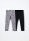 Pack 2 leggings in french terry di cotone stretch bambina_0