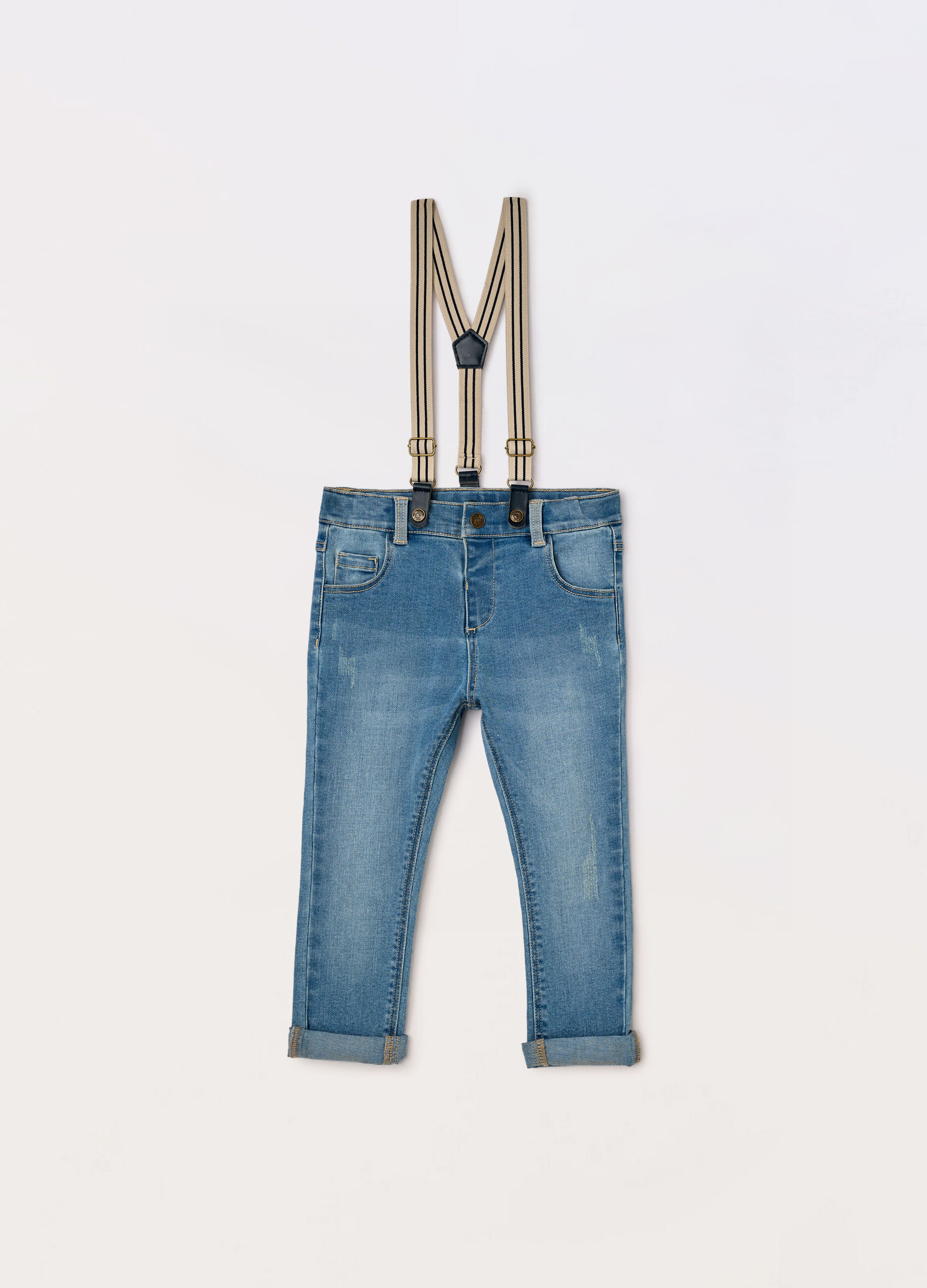 Pantaloni in denim misto cotone neonato_0