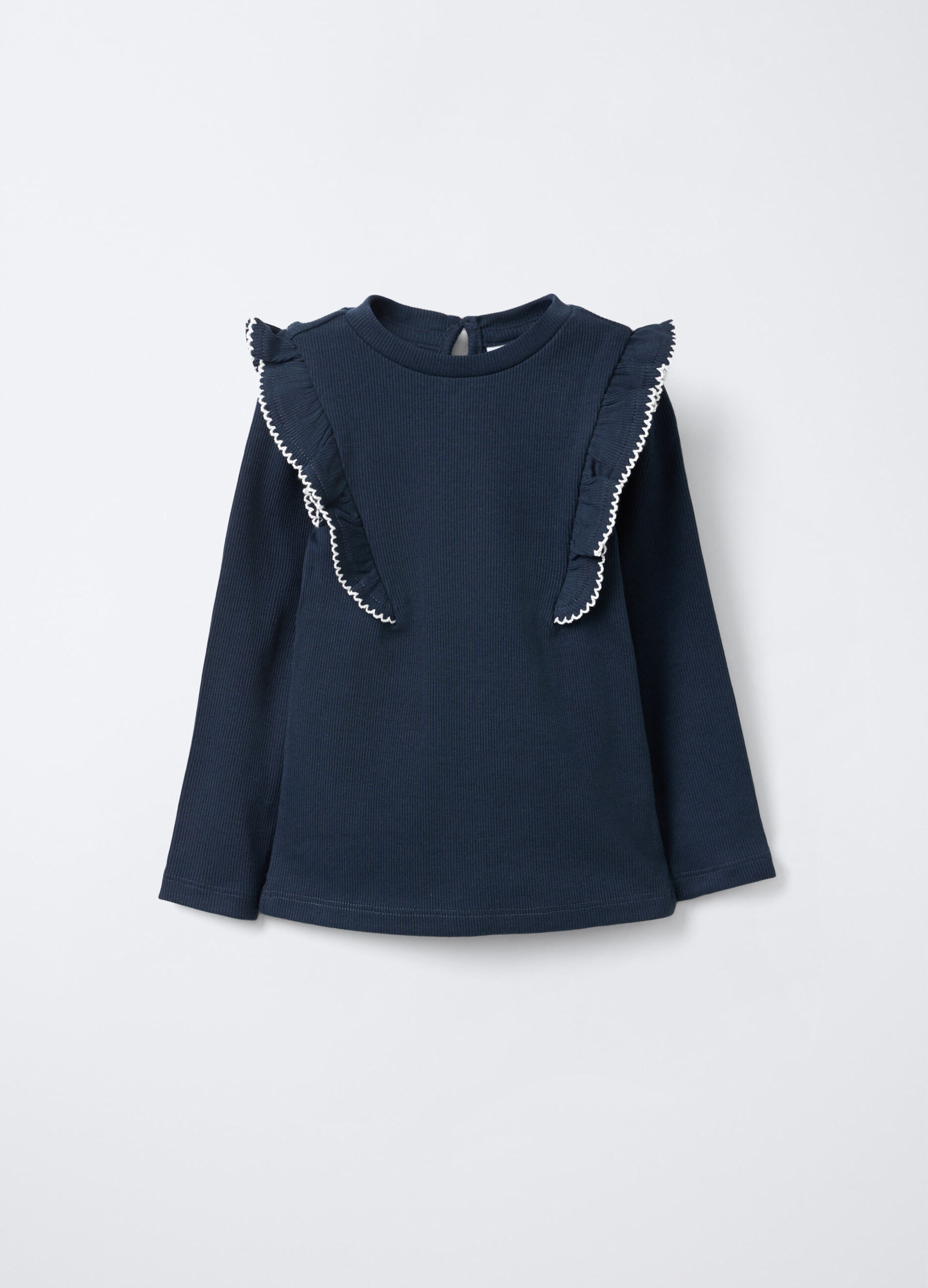 T-shirt in costina di cotone stretch bimba_0
