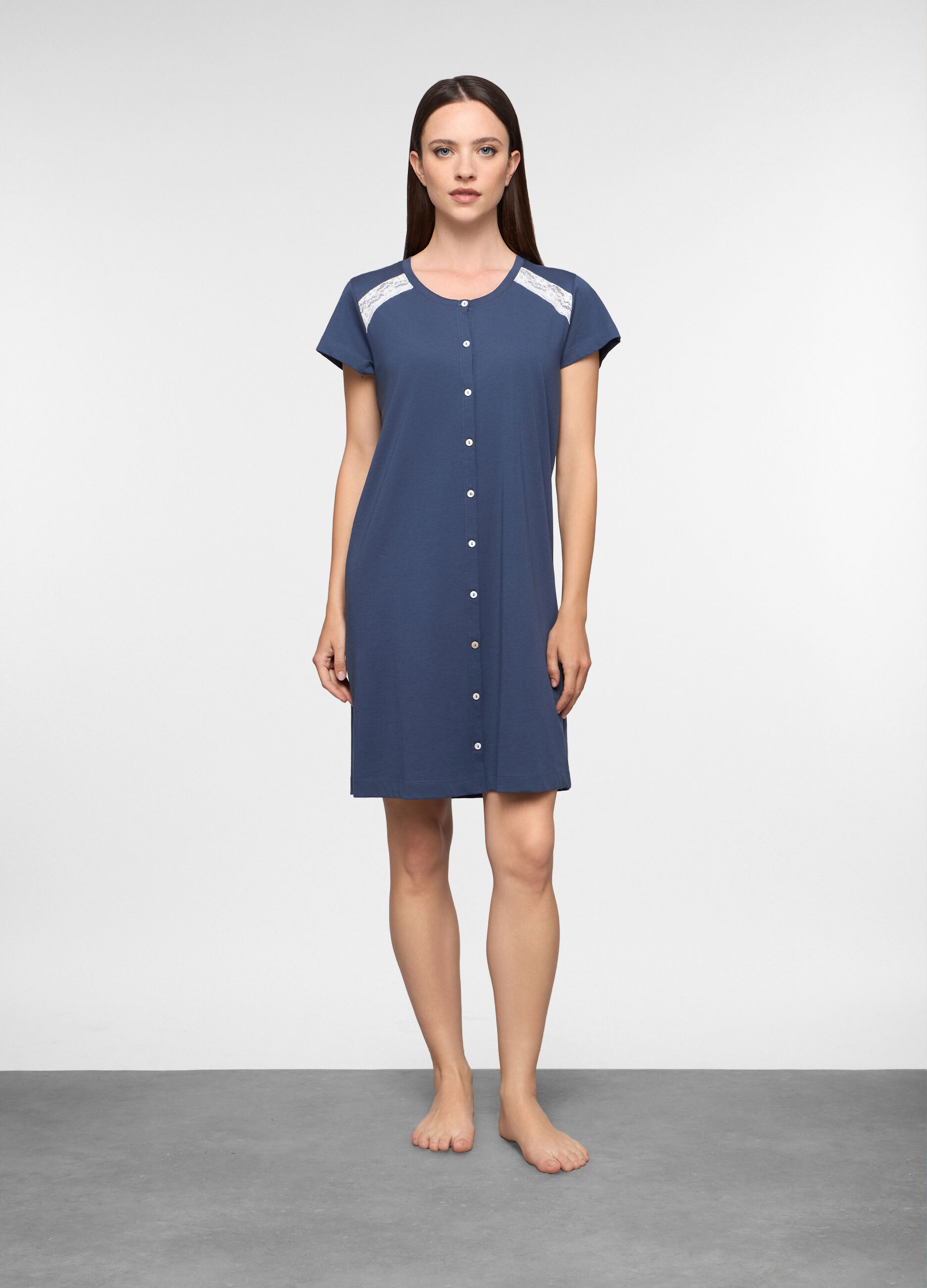 Camicia da notte in jersey di puro cotone donna_0