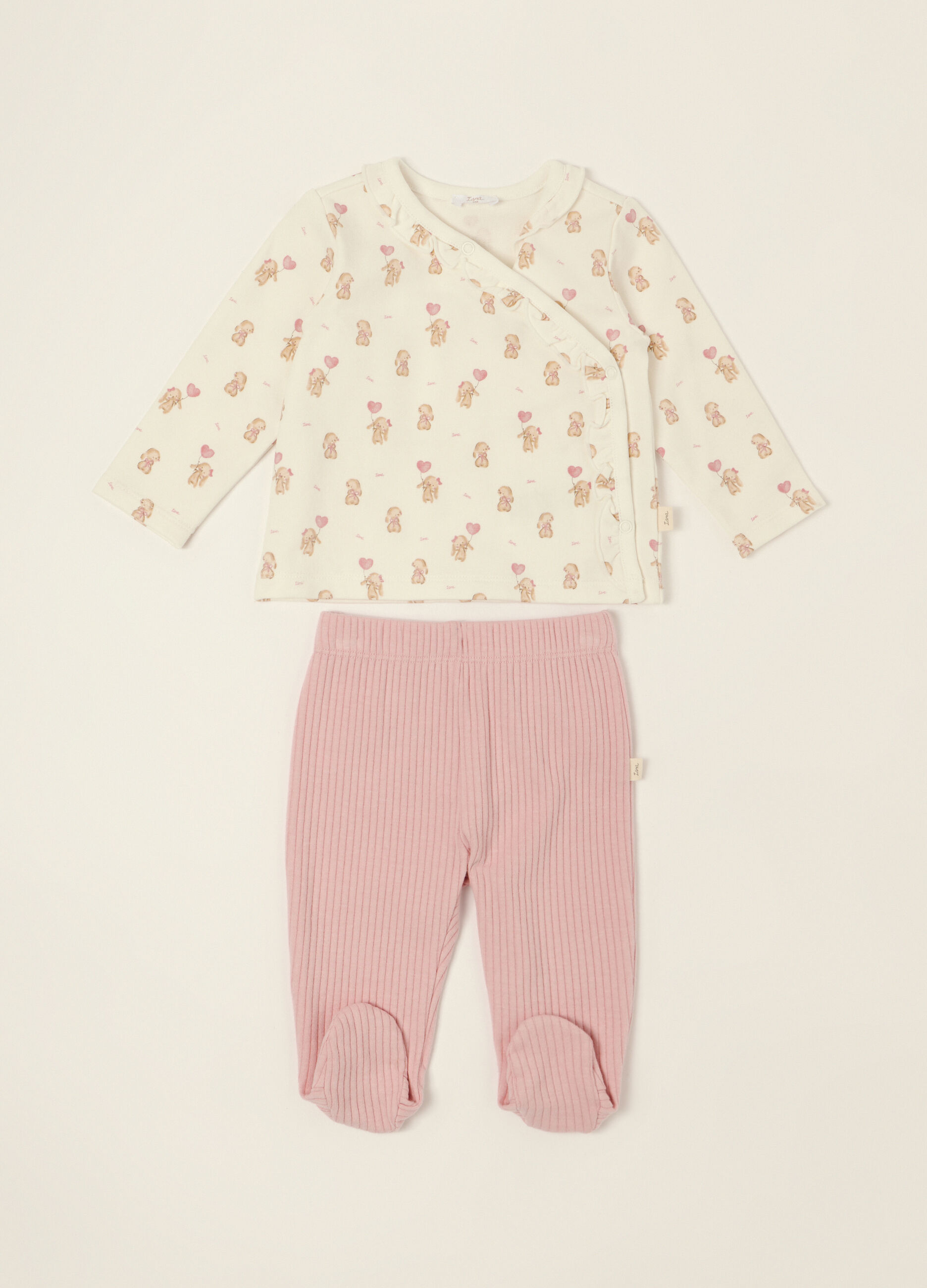 Set neonato bianco e rosa in cotone organico_0