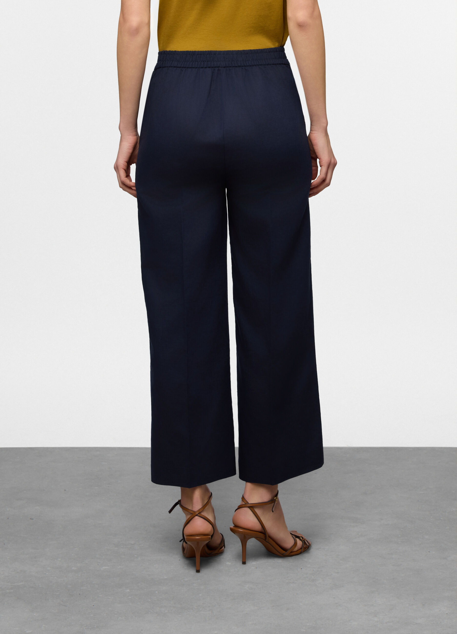 Pantaloni wide leg misto lino donna_1