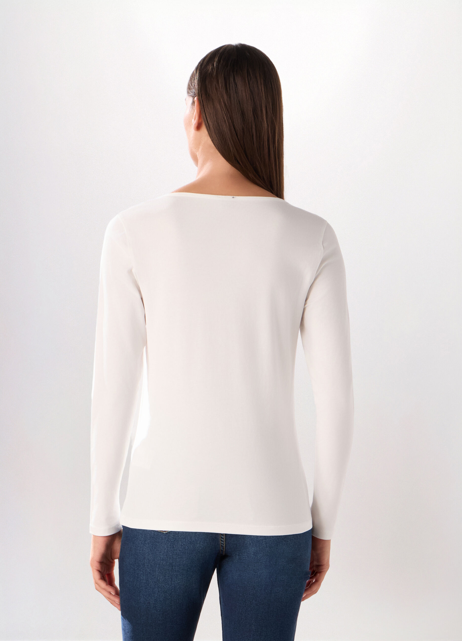 T-shirt in jersey di cotone stretch donna_1