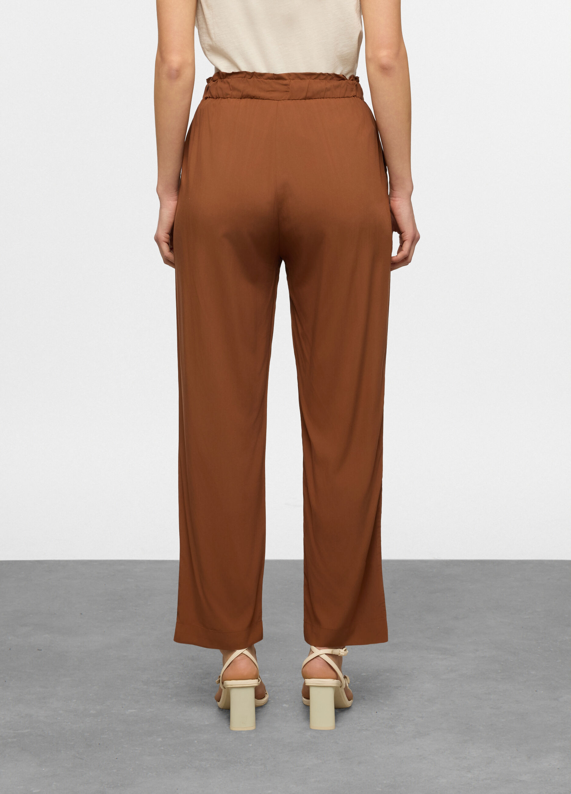Pantaloni regular fit in pura viscosa donna_1