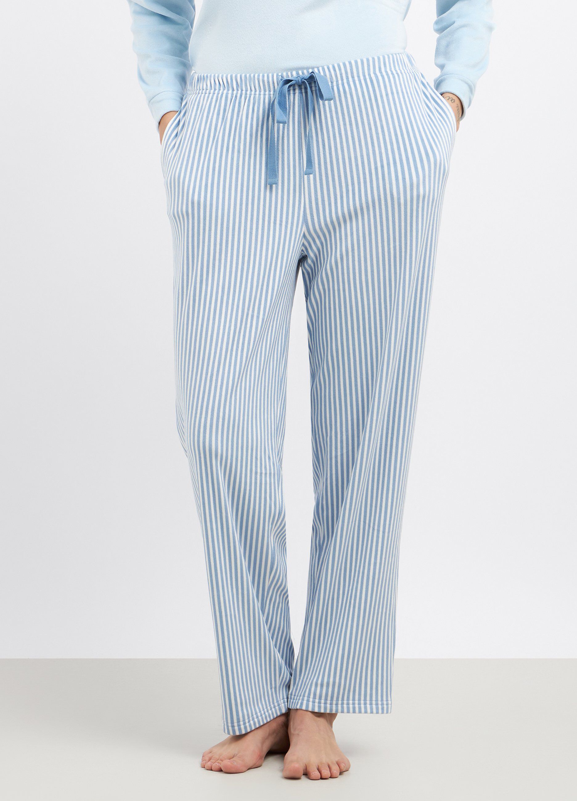Pantaloni lunghi pigiama in velour stretch donna_0