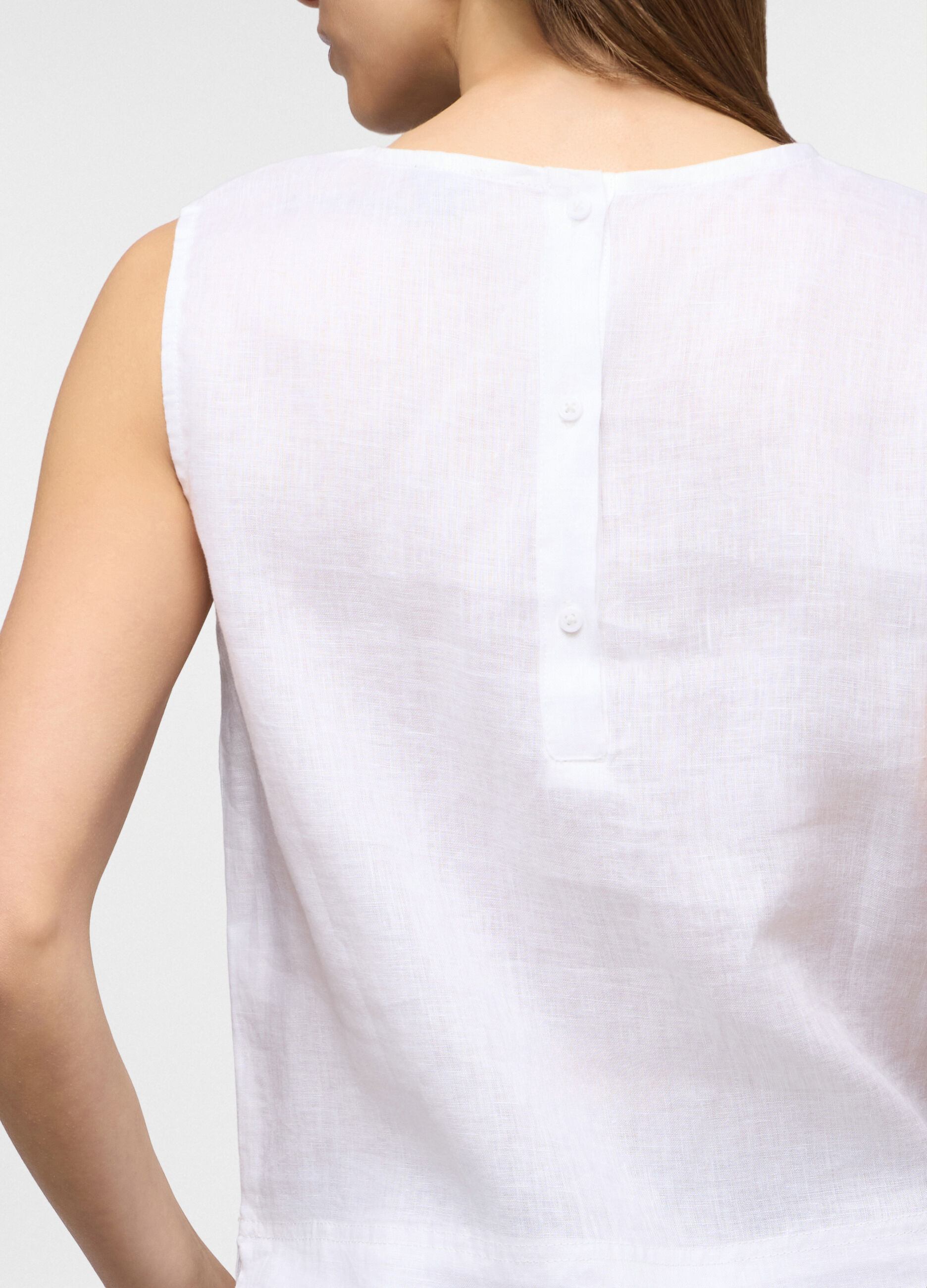 Top girocollo fit regular in puro lino donna_2