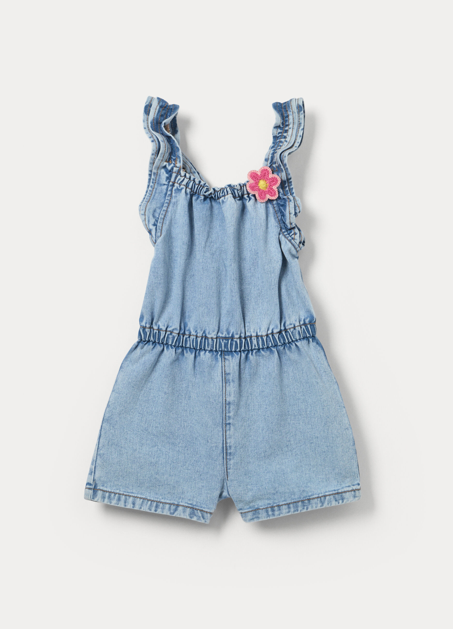 Salopette in denim di puro cotone bambina_0