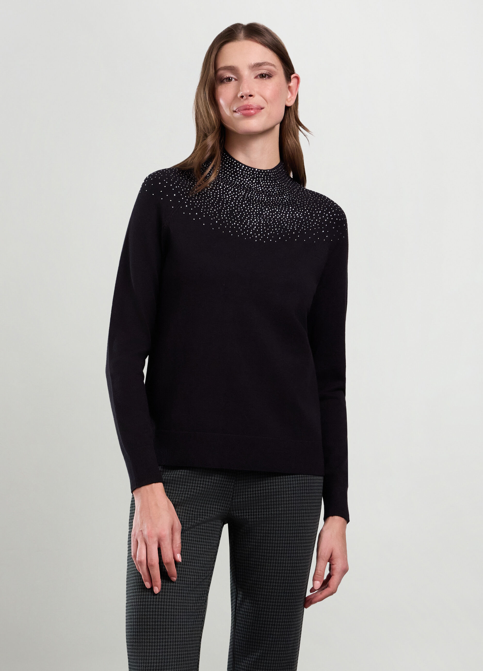 Pullover misto viscosa con strass donna_0