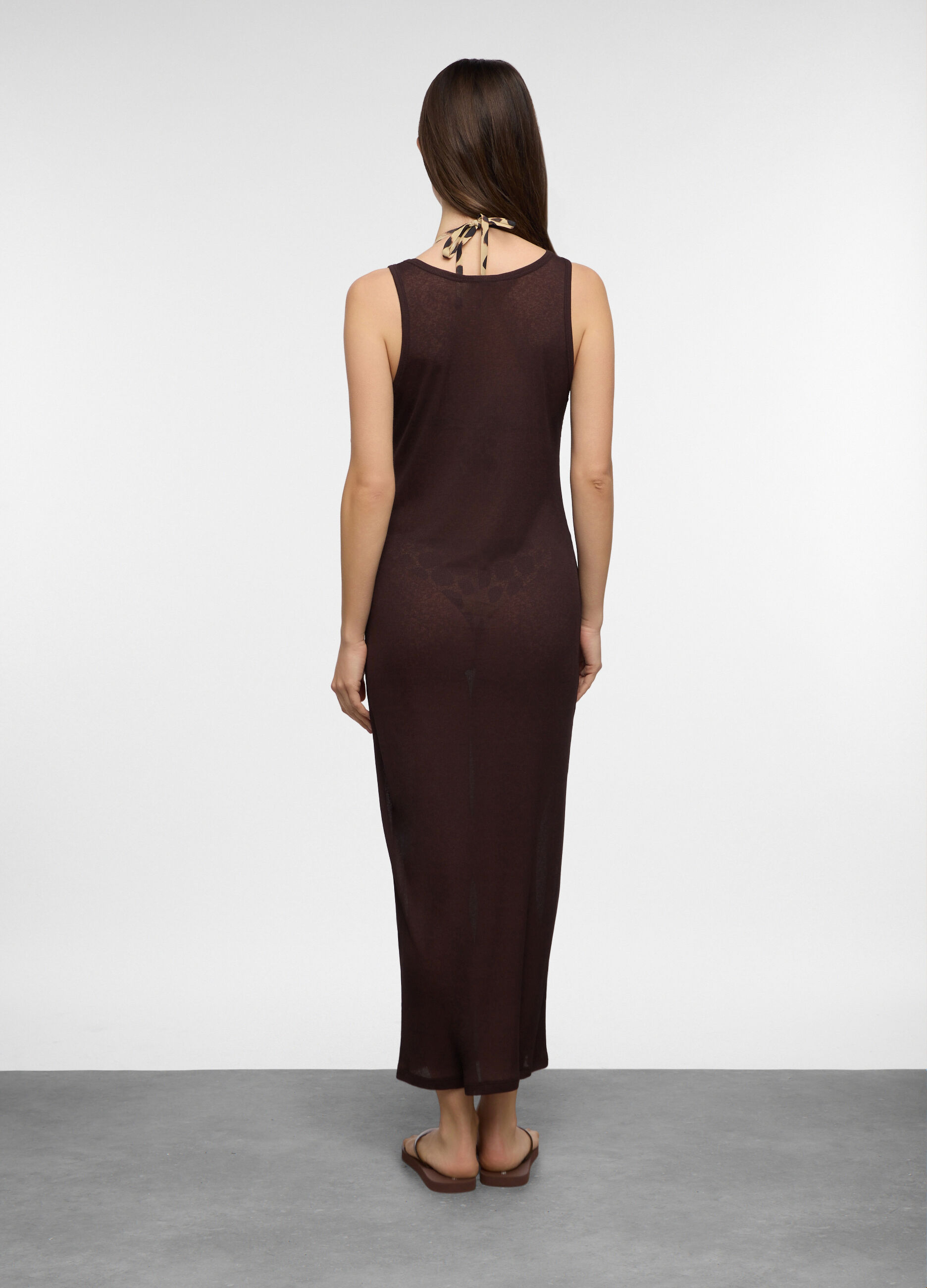 Copri costume lungo stretch in costina donna_1