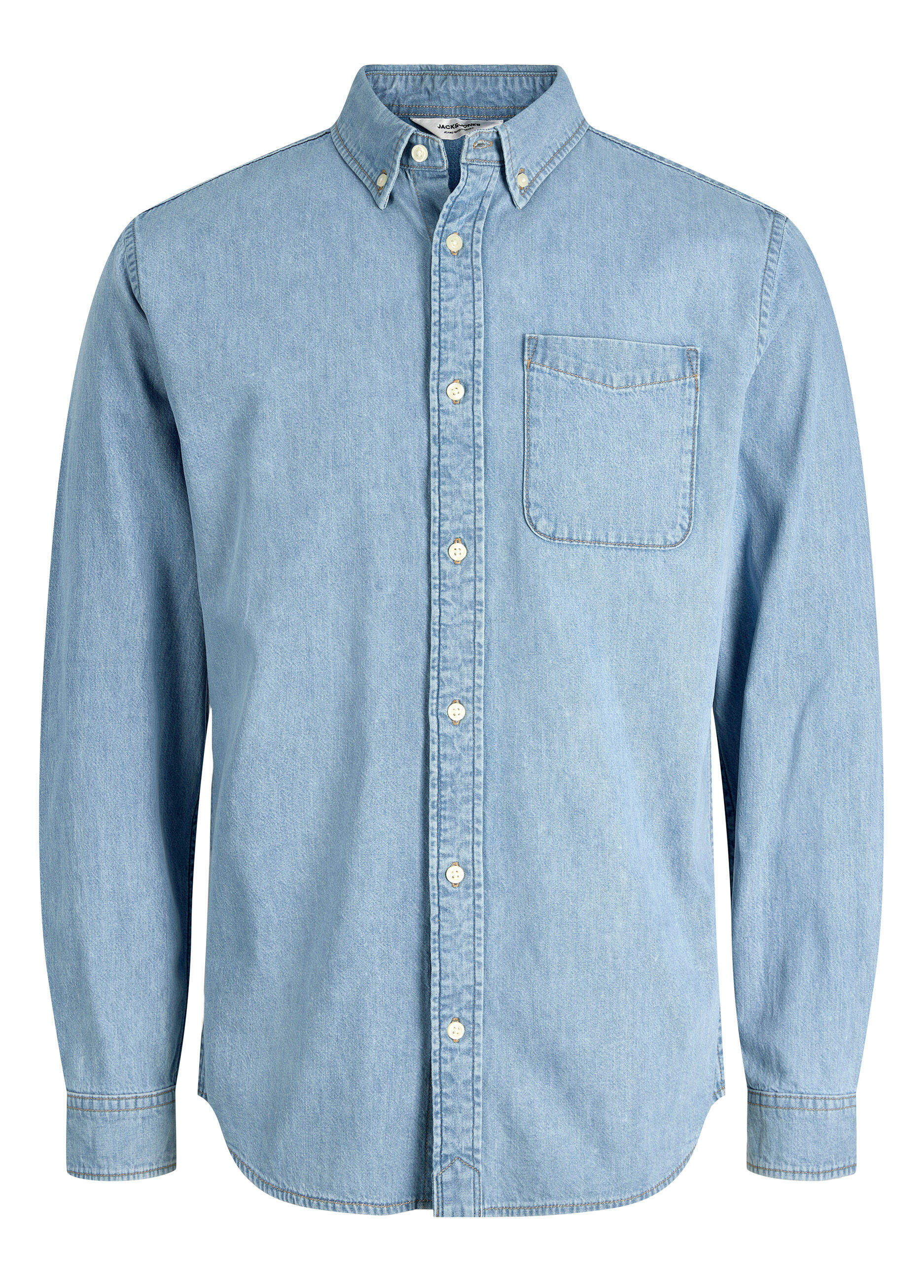 Camicia in denim con colletto button down uomo_5