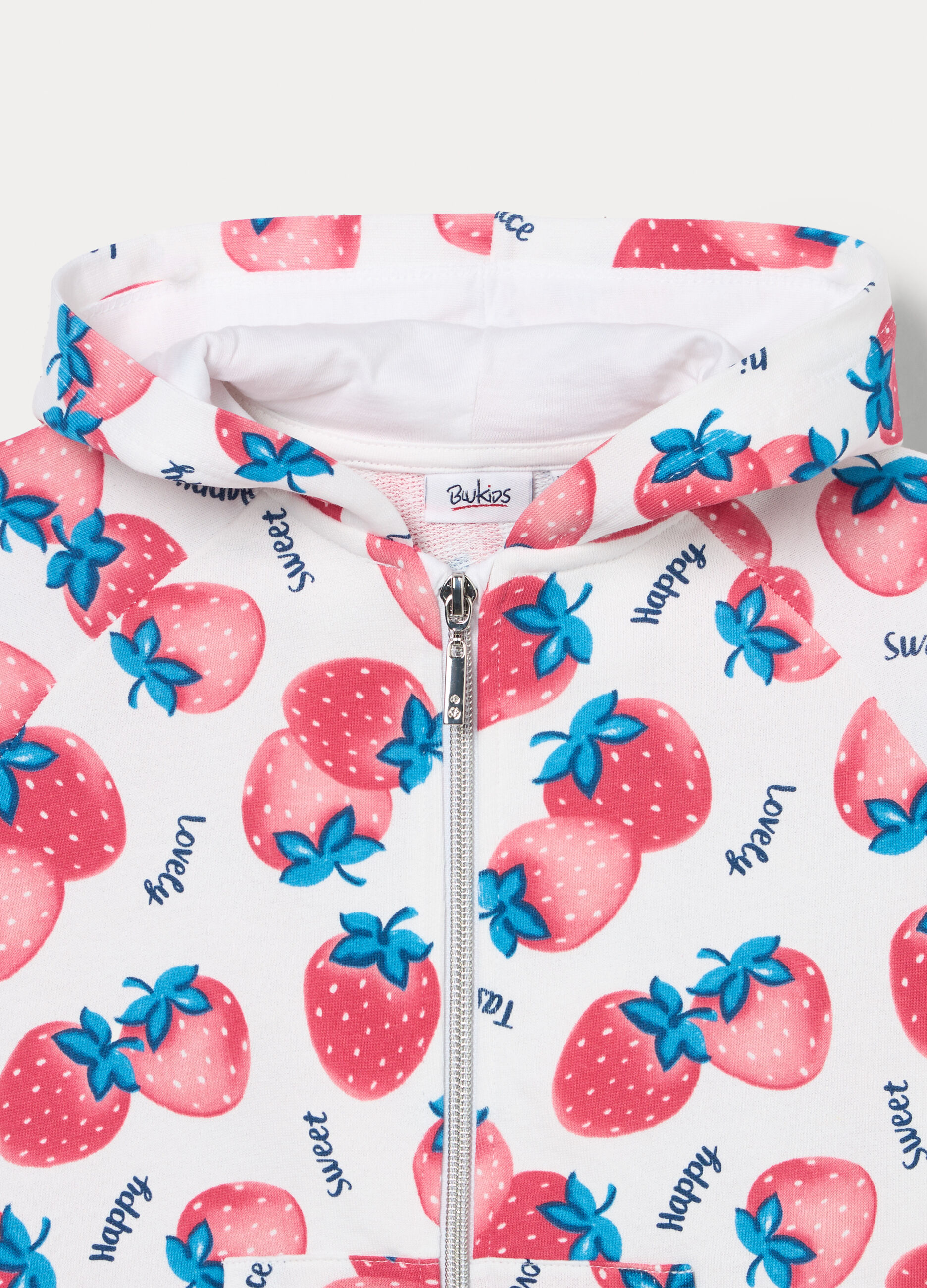 Felpa full zip in french terry di puro cotone bambina_2