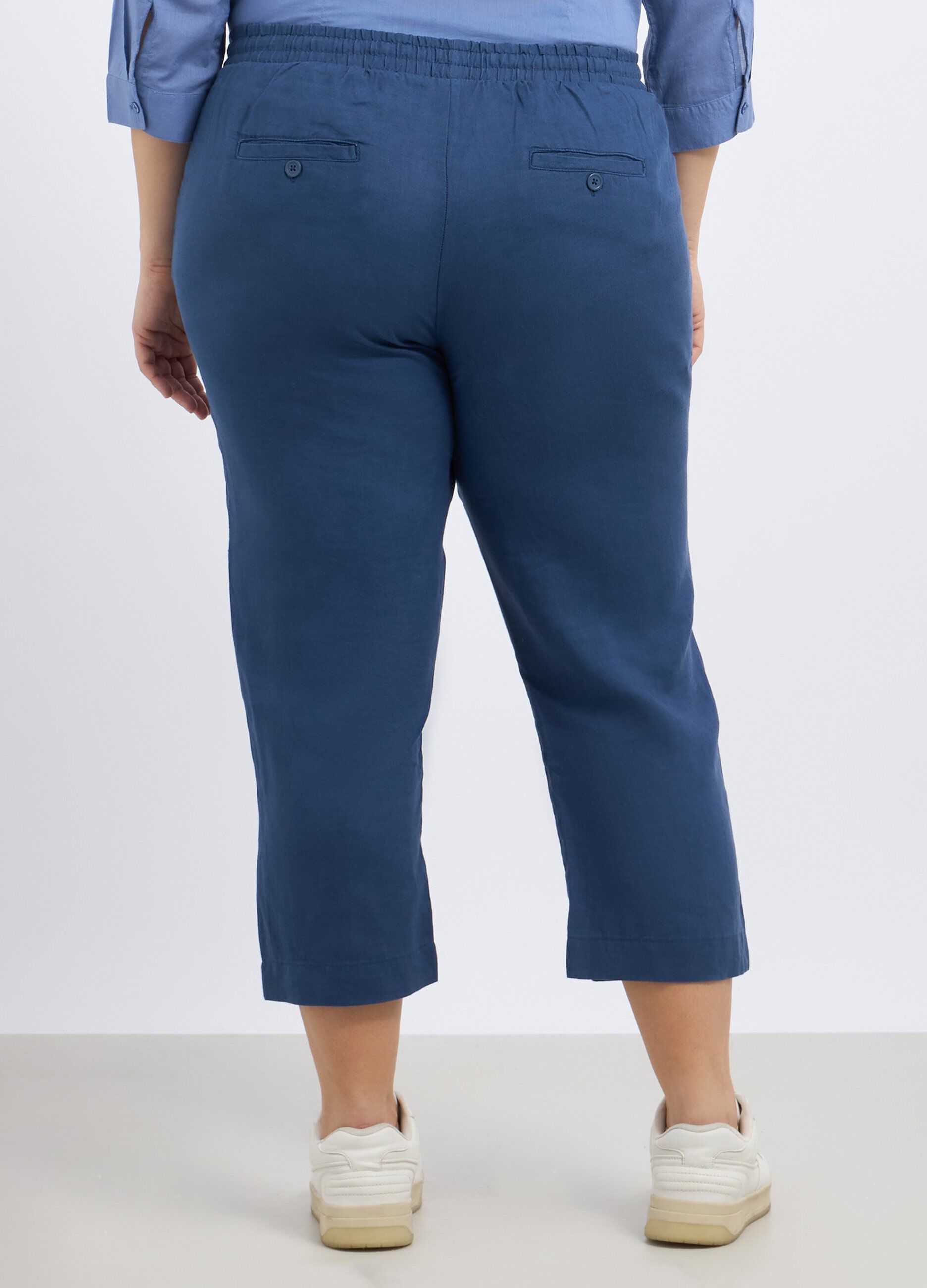 Pantaloni capri in puro lino donna curvy_1