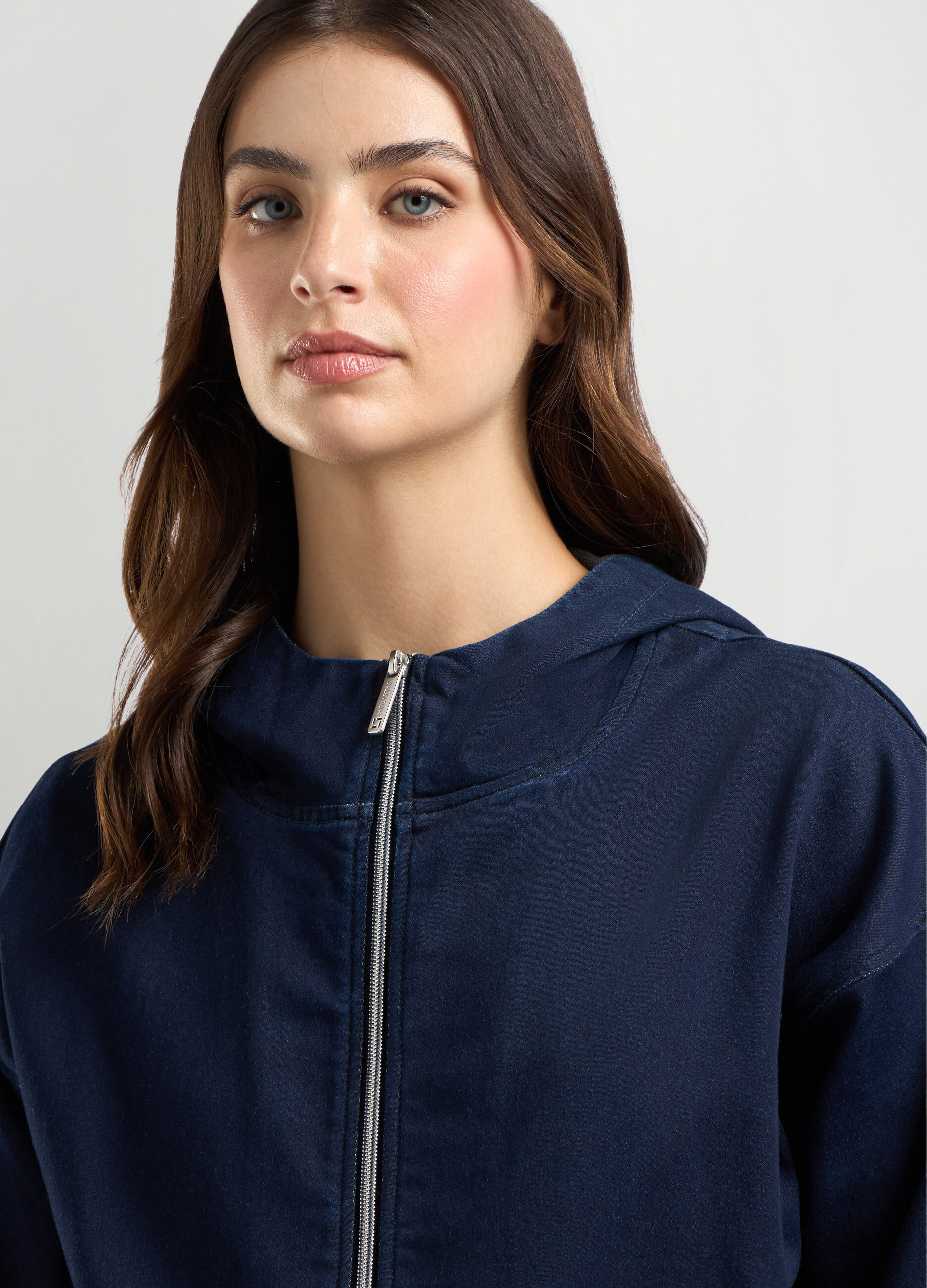 Felpa in denim di misto cotone donna_2