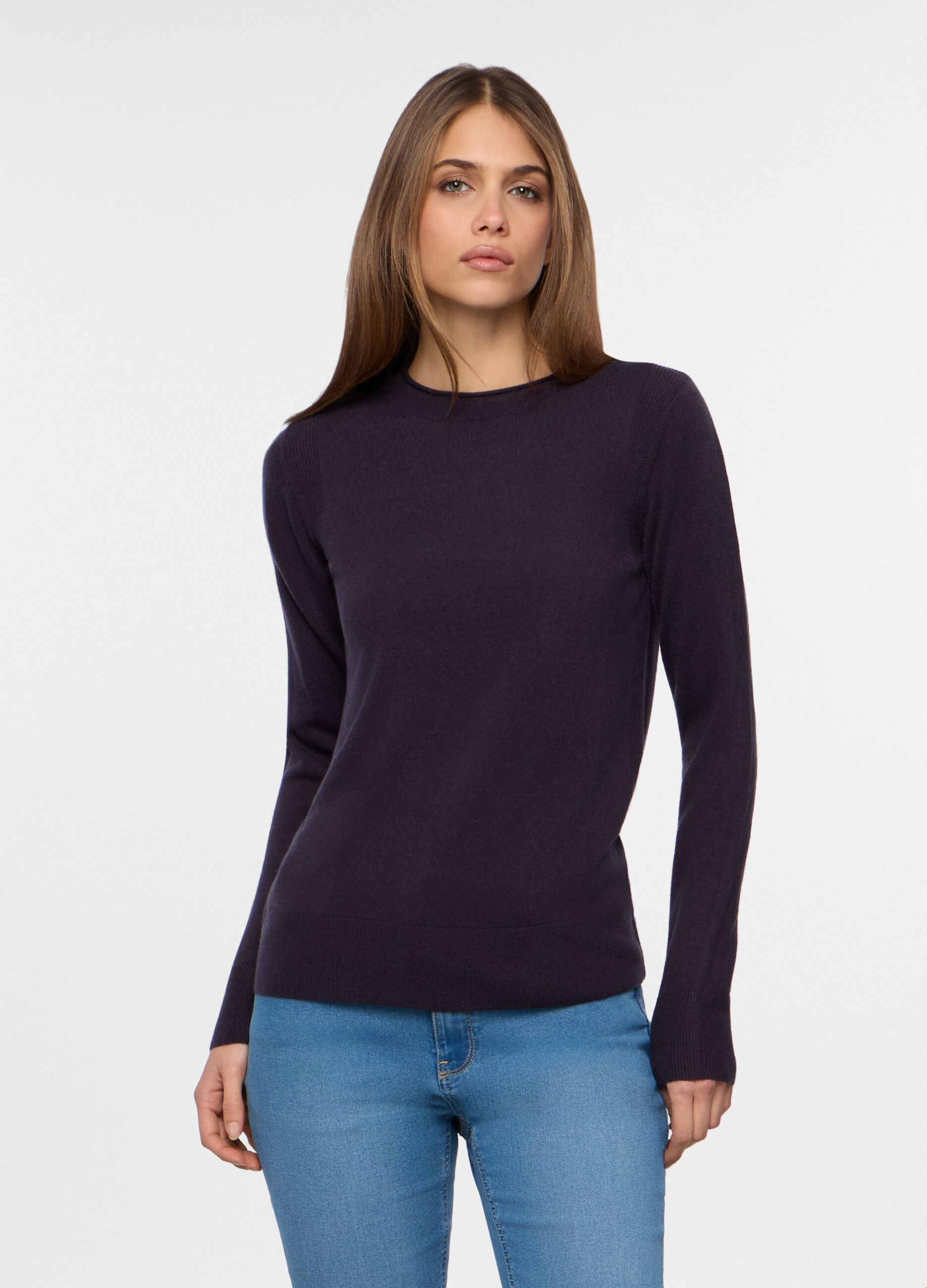 Pullover girocollo rasato donna _0