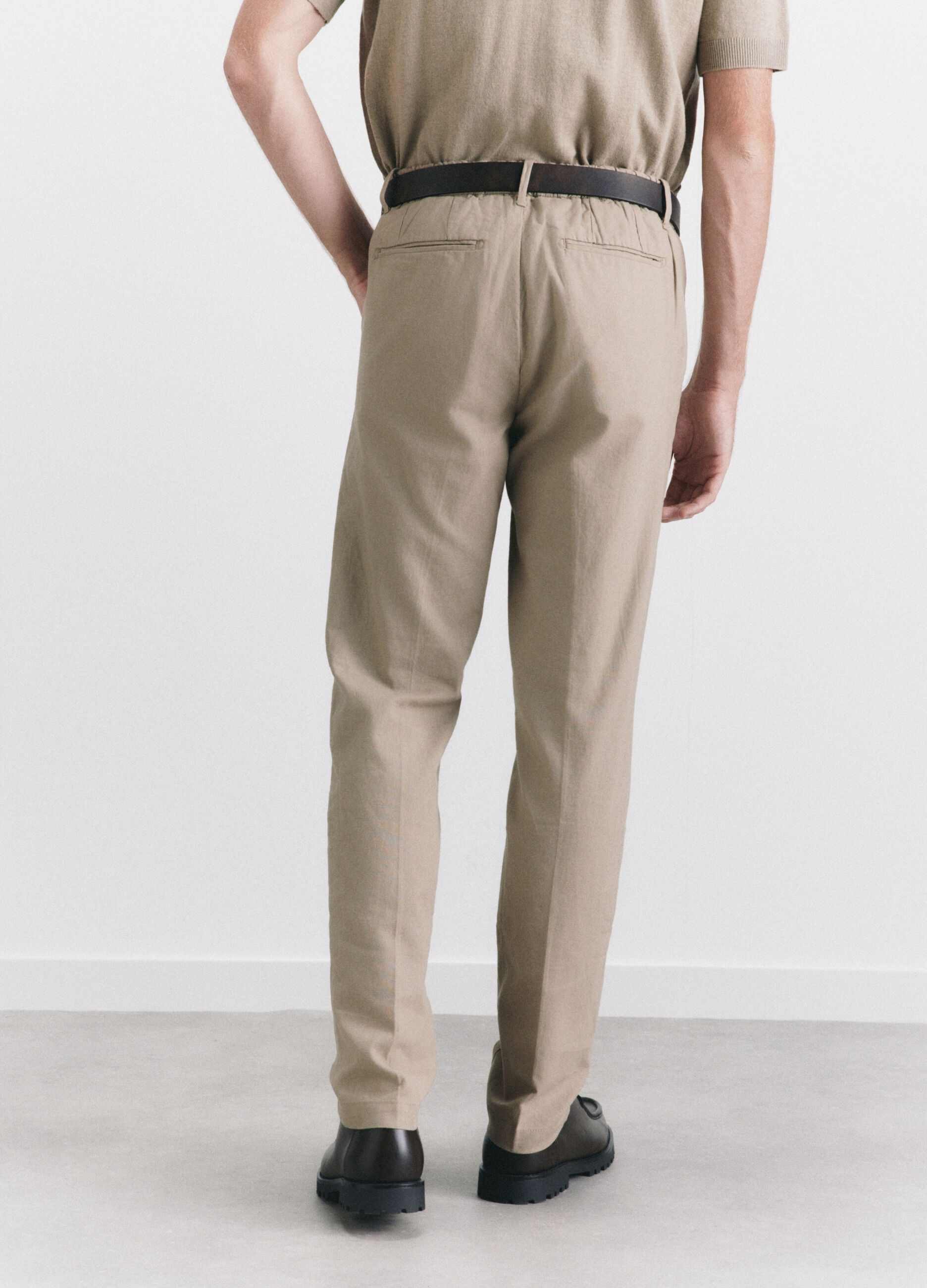 Pantalone chino in lino e cotone uomo