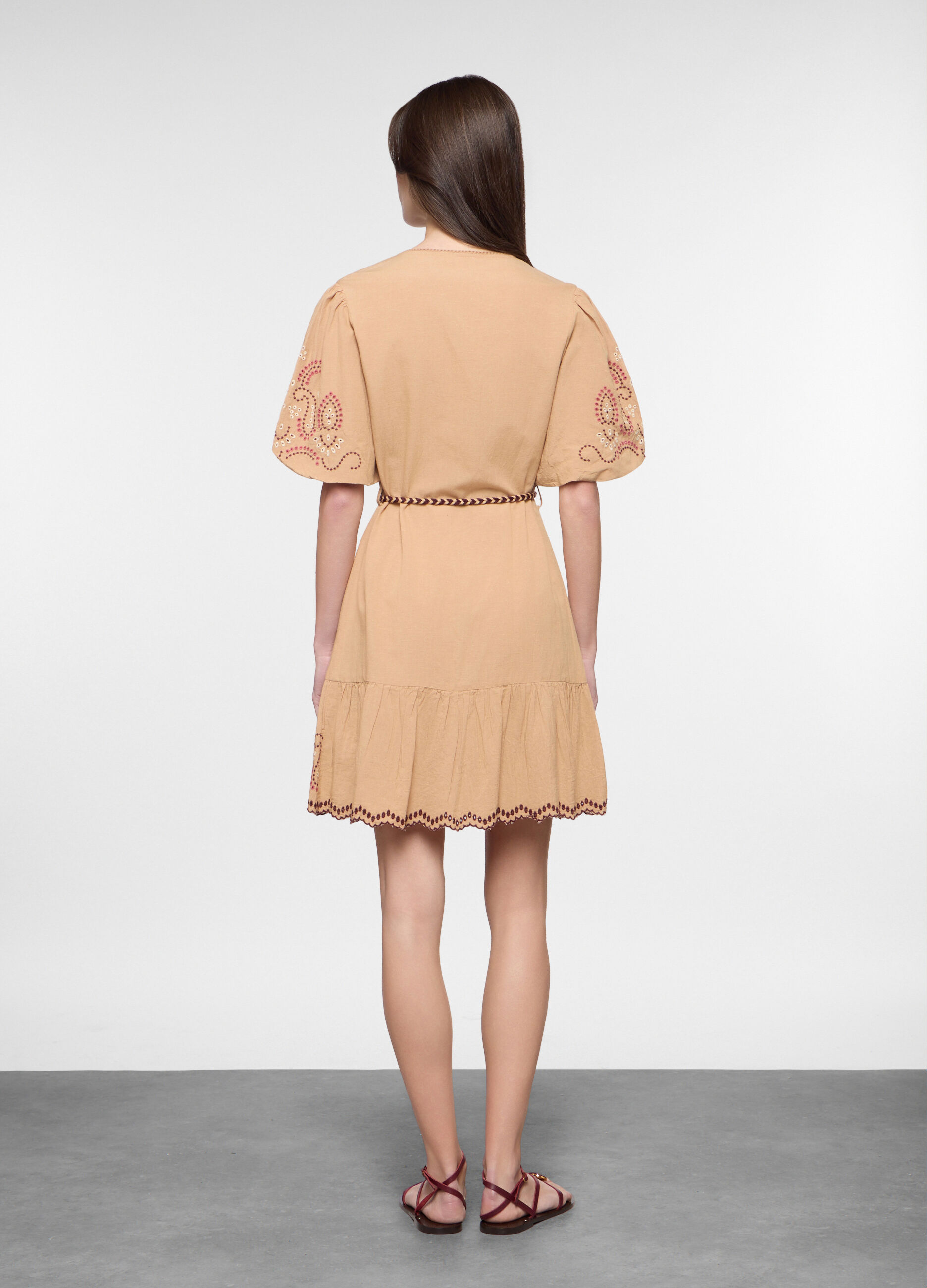 Abito corto fitted misto lino donna_1