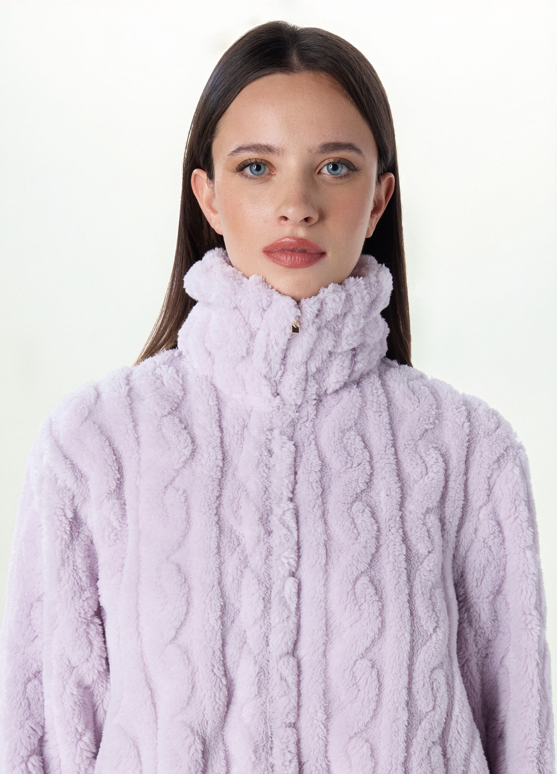 Top pigiama in fake fur a collo alto donna_2