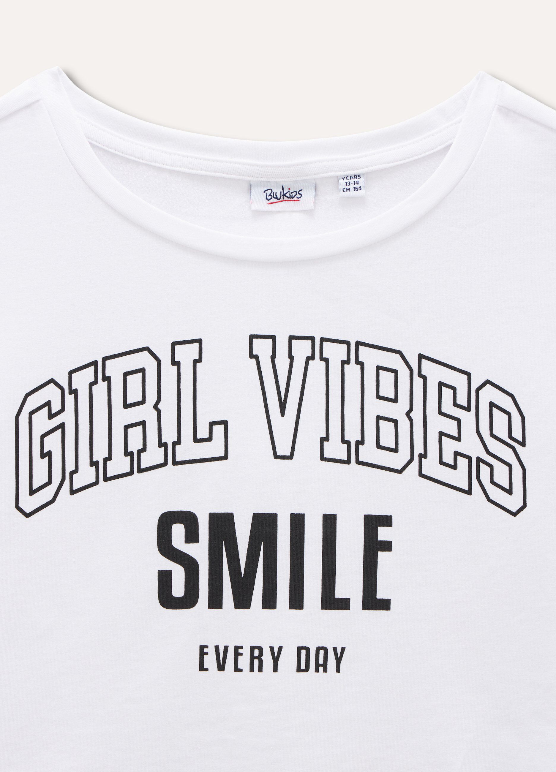 T-shirt in cotone stretch con stampa ragazza_1