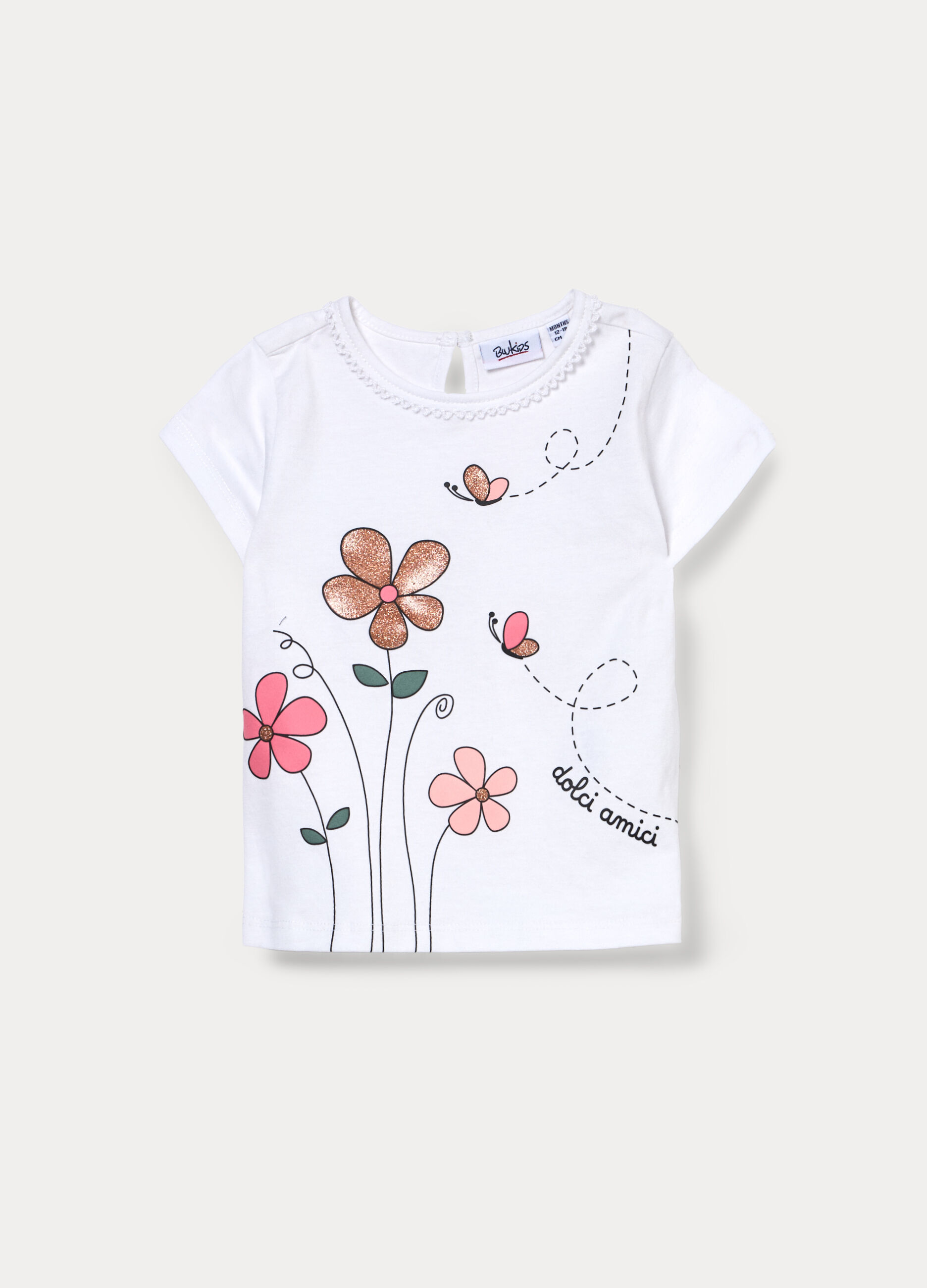 T-shirt girocollo in jersey di cotone stretch bimba_0