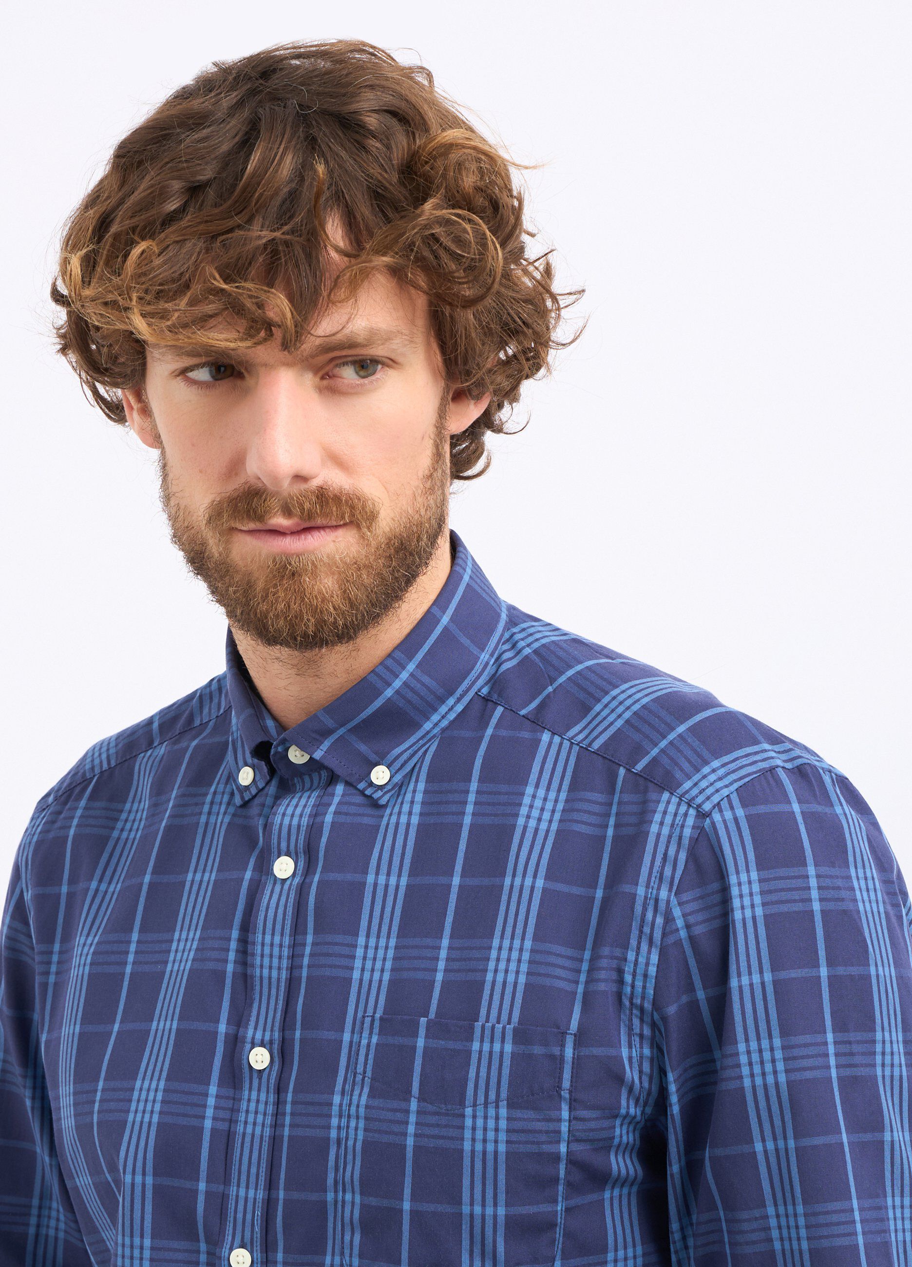 Camicia a quadri in misto cotone uomo_2