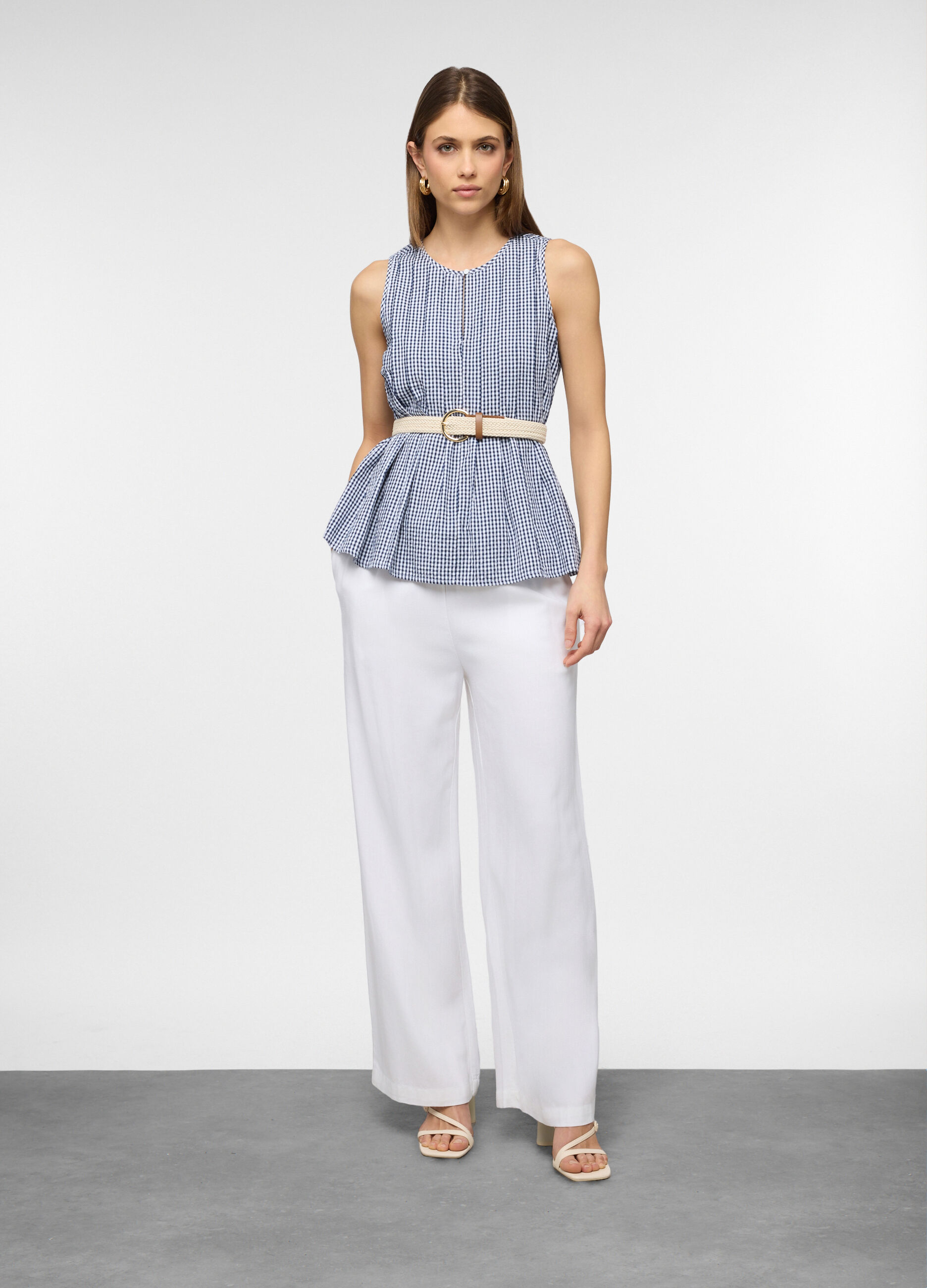 Jogger wide leg in misto lino donna_0