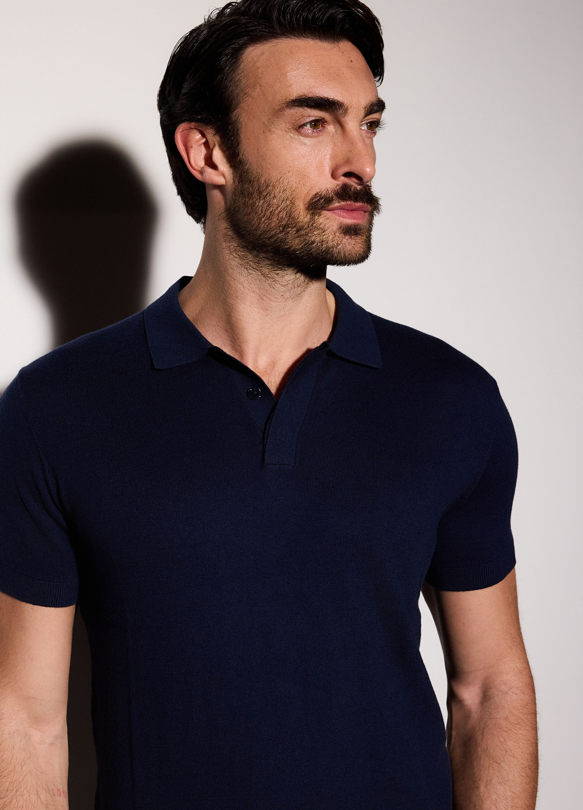 Polo a maniche corte in cotone e seta uomo