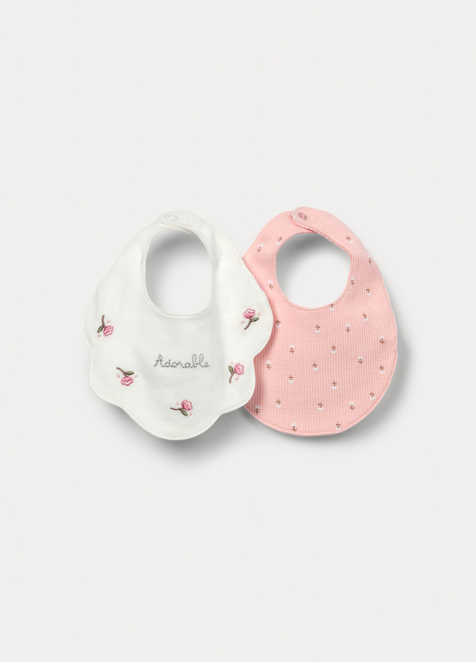 Pack 2 bavaglini in interlock di puro cotone neonata_0