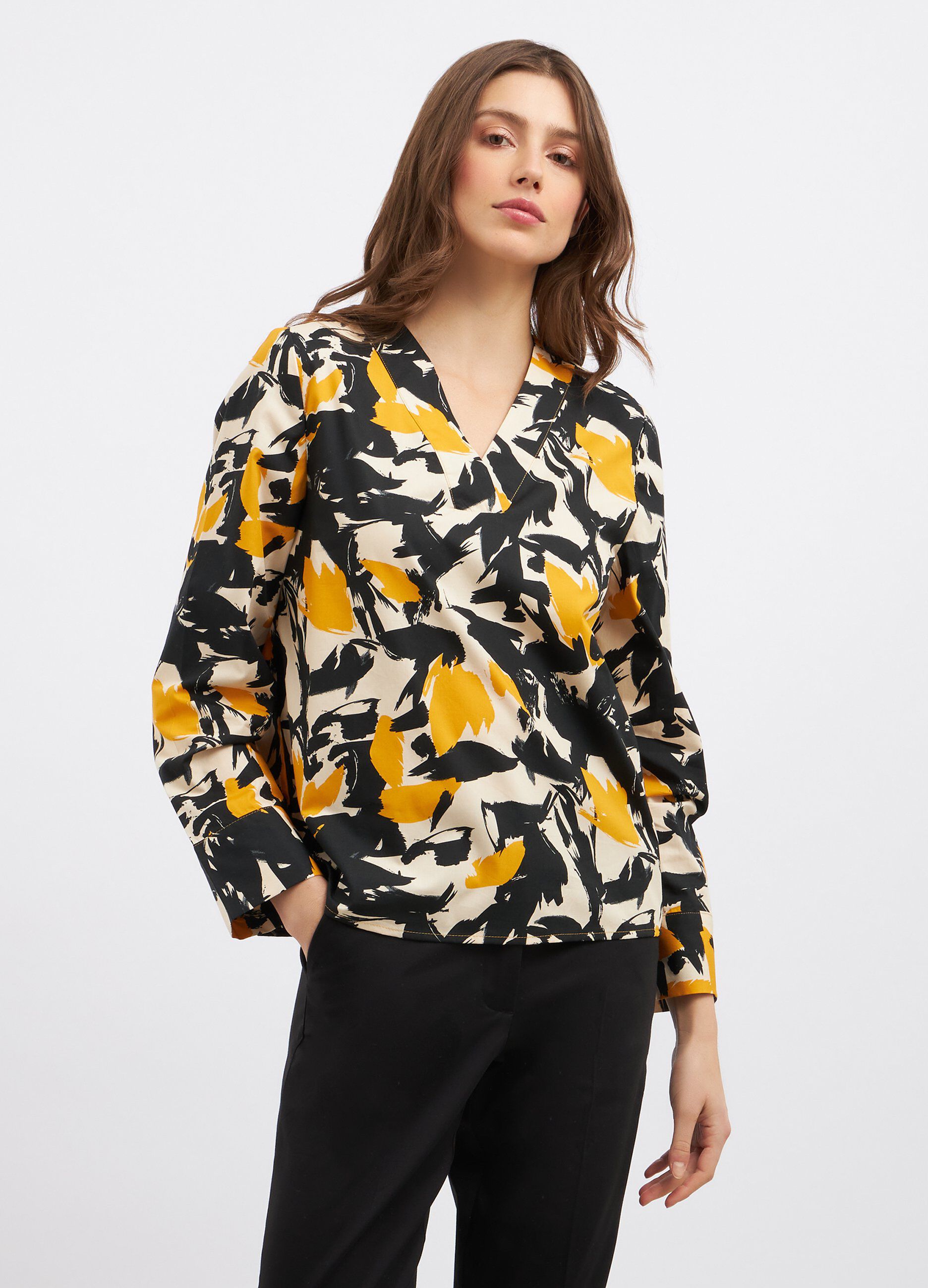Blusa in puro cotone con stampa donna_0