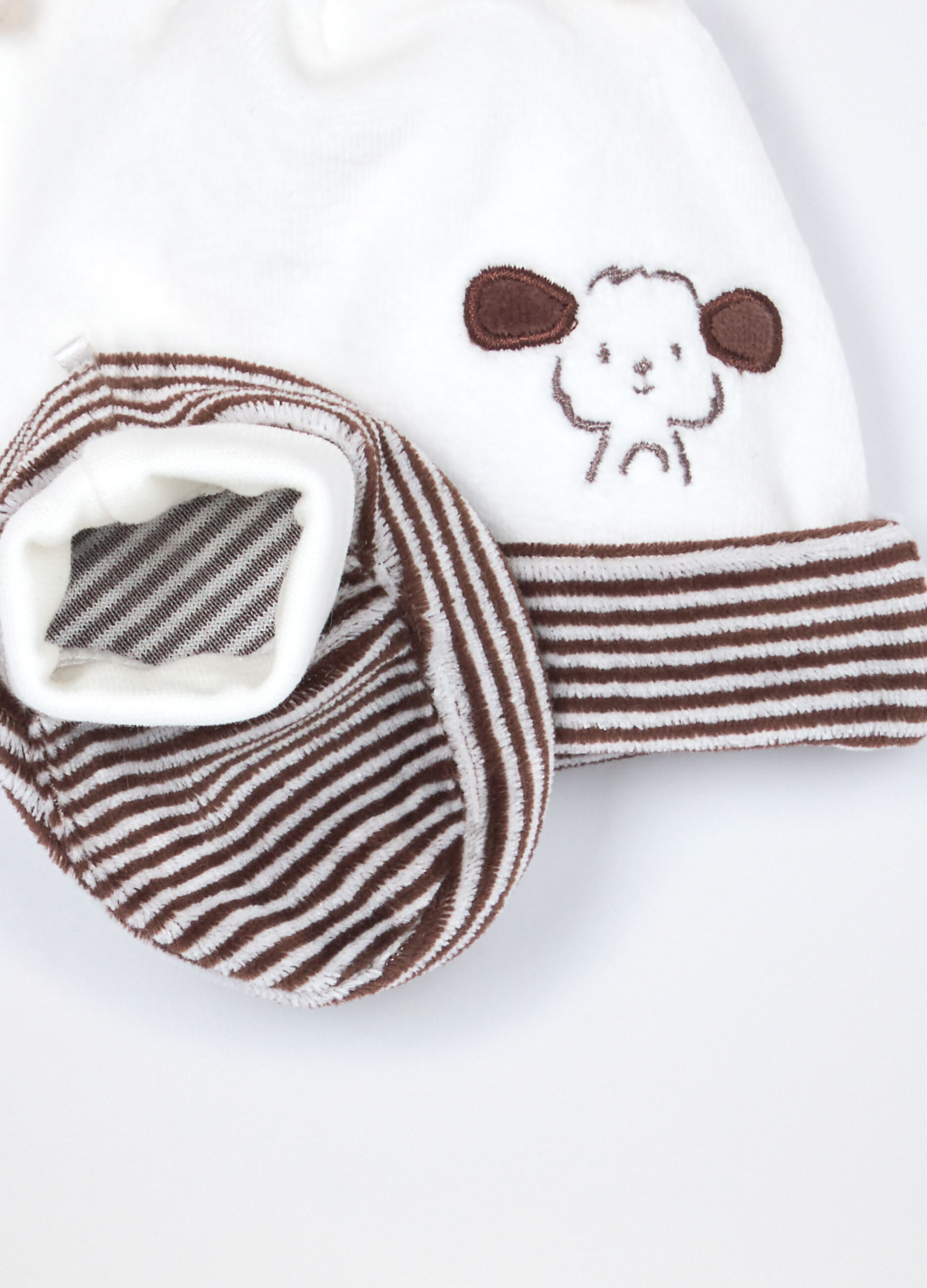 Set berretto + scarpine in puro cotone velour neonato_1