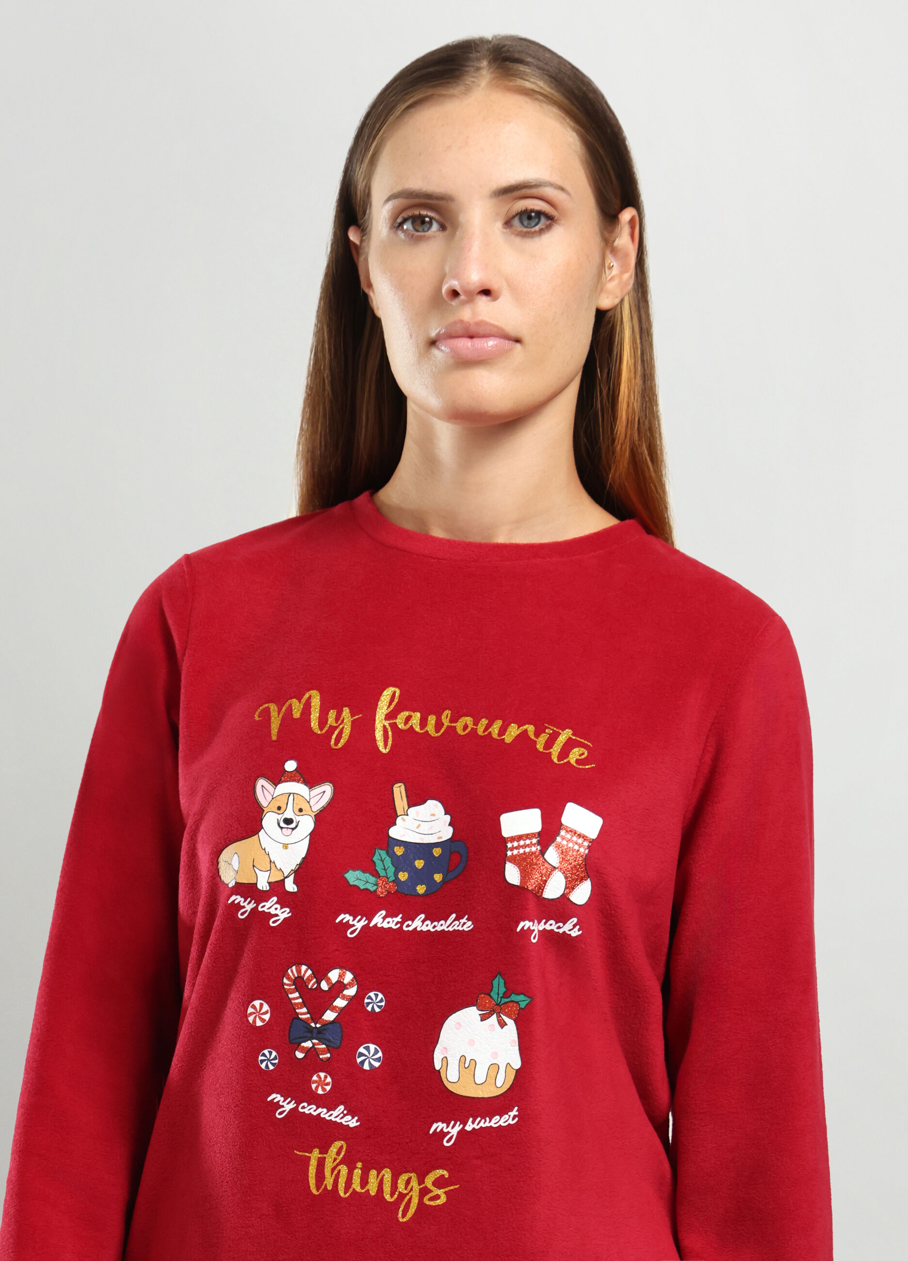 Set pigiama lungo in pile donna_2