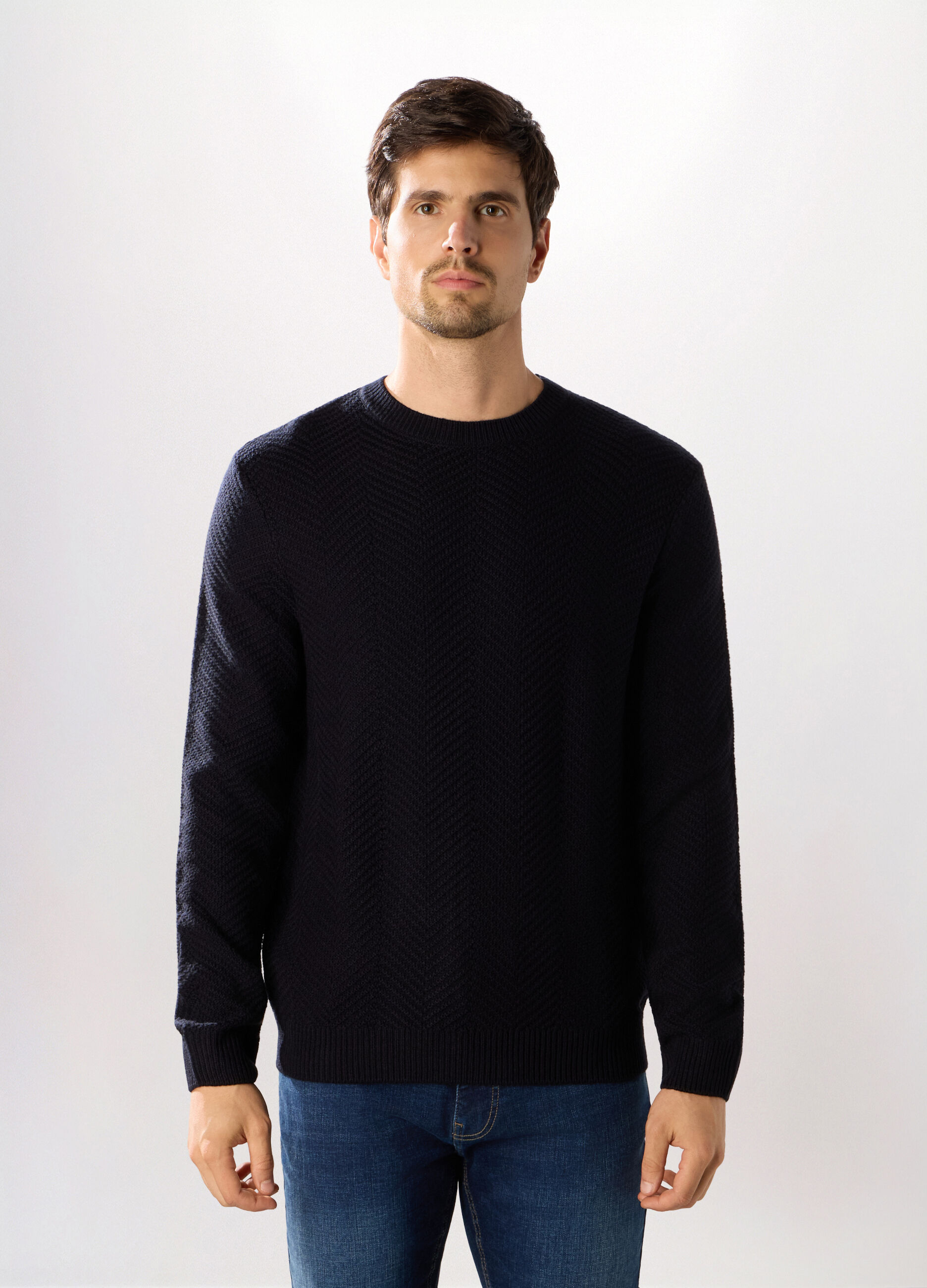 Maglione girocollo chevron uomo_0
