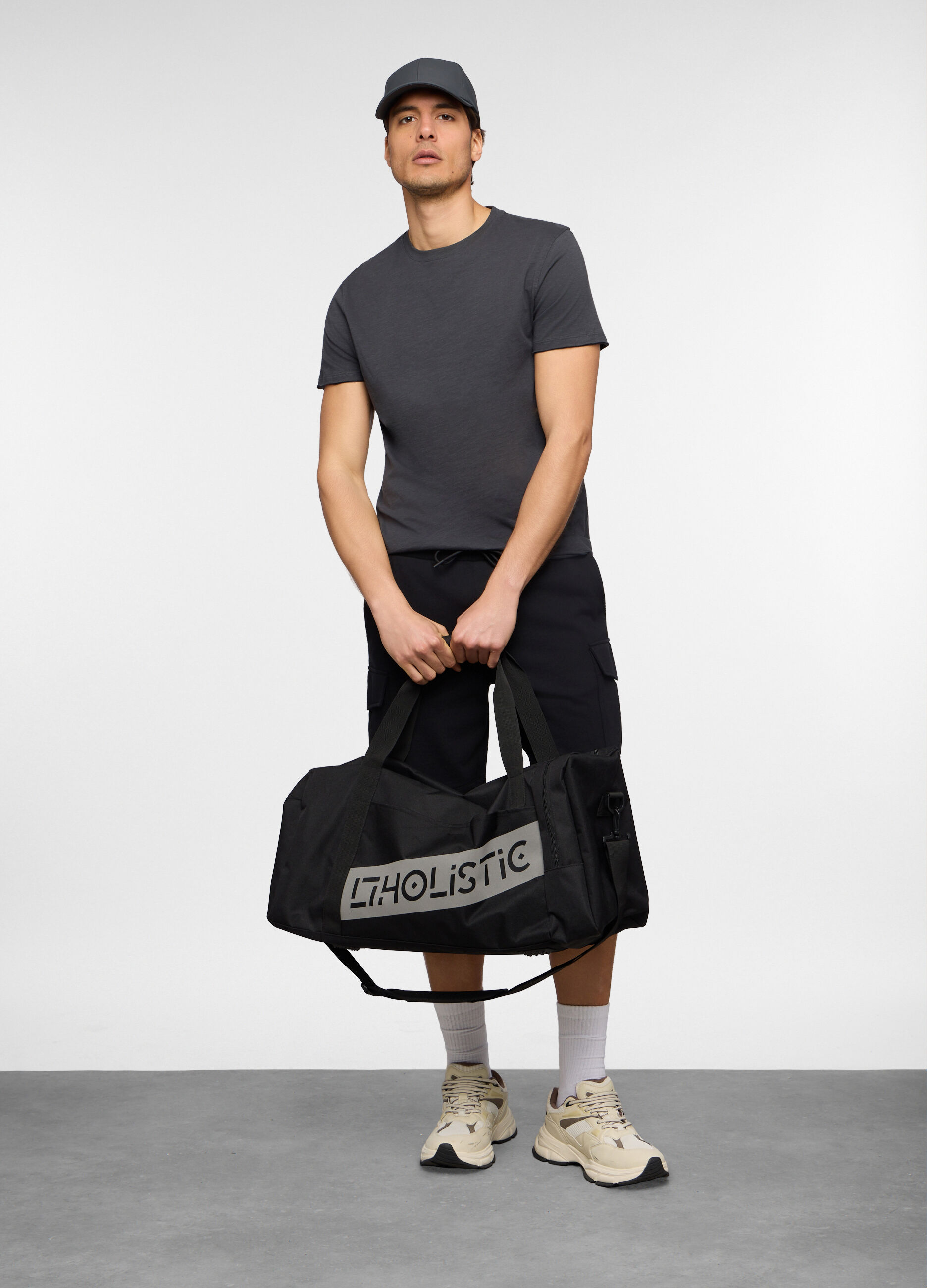 Pantaloncini cargo in felpa di cotone uomo_0