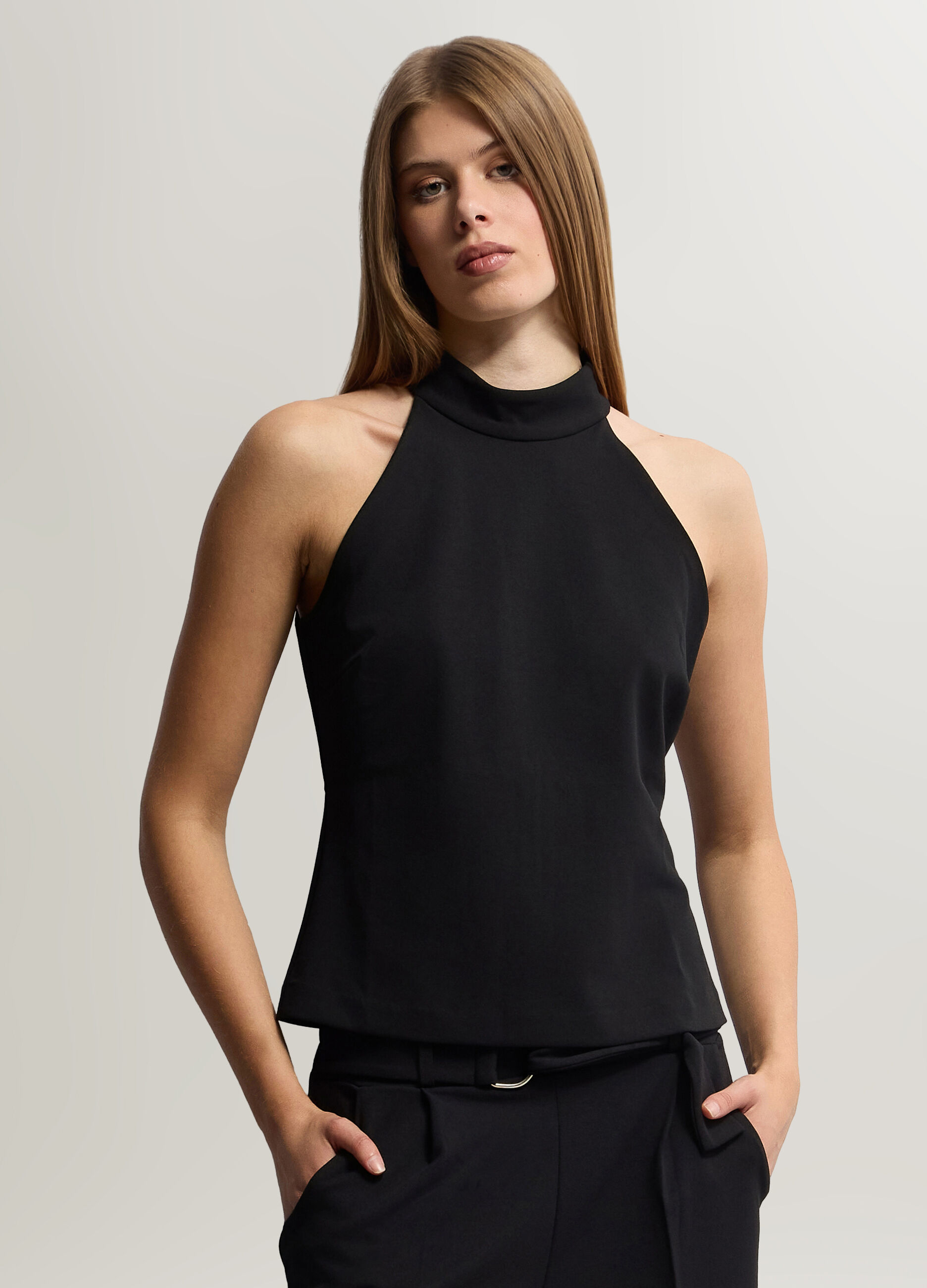 Top con scollo all'americana stretch donna_0