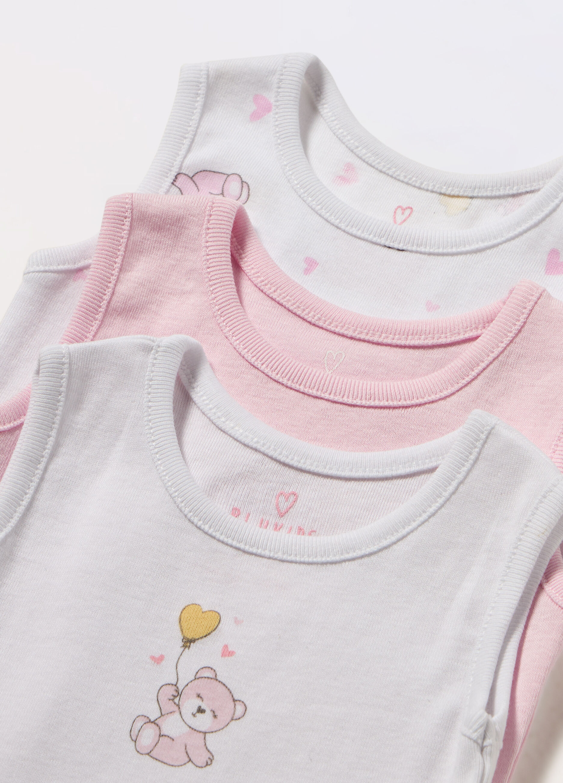 Pack 3 body smanicati in puro cotone neonata_1