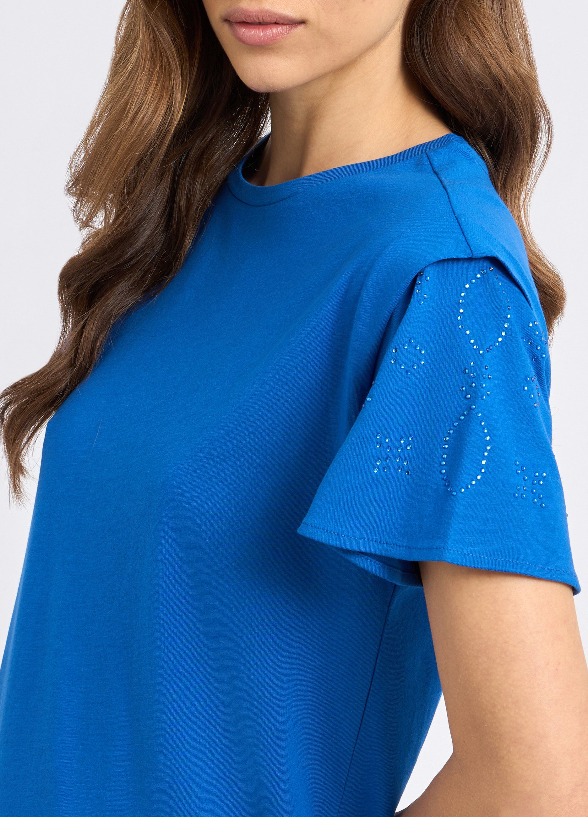 Vestito corto in puro cotone con strass donna_2
