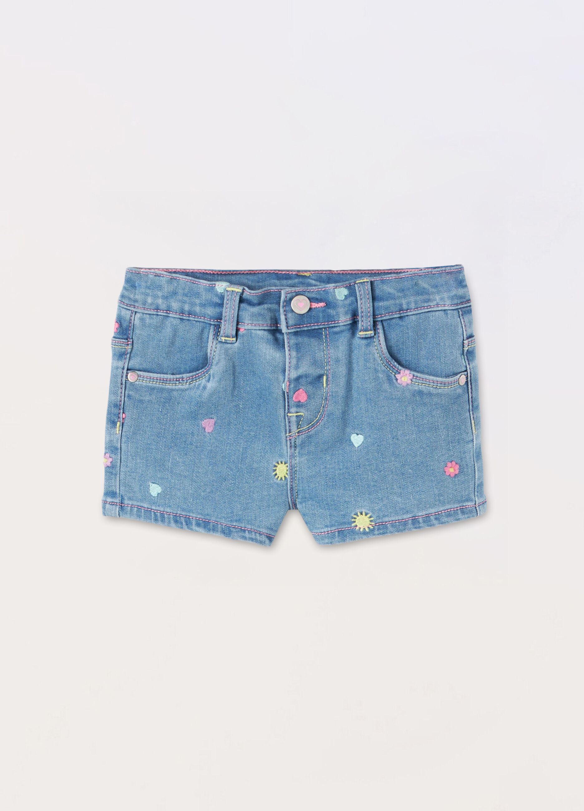 Shorts in denim di misto cotone neonata_0