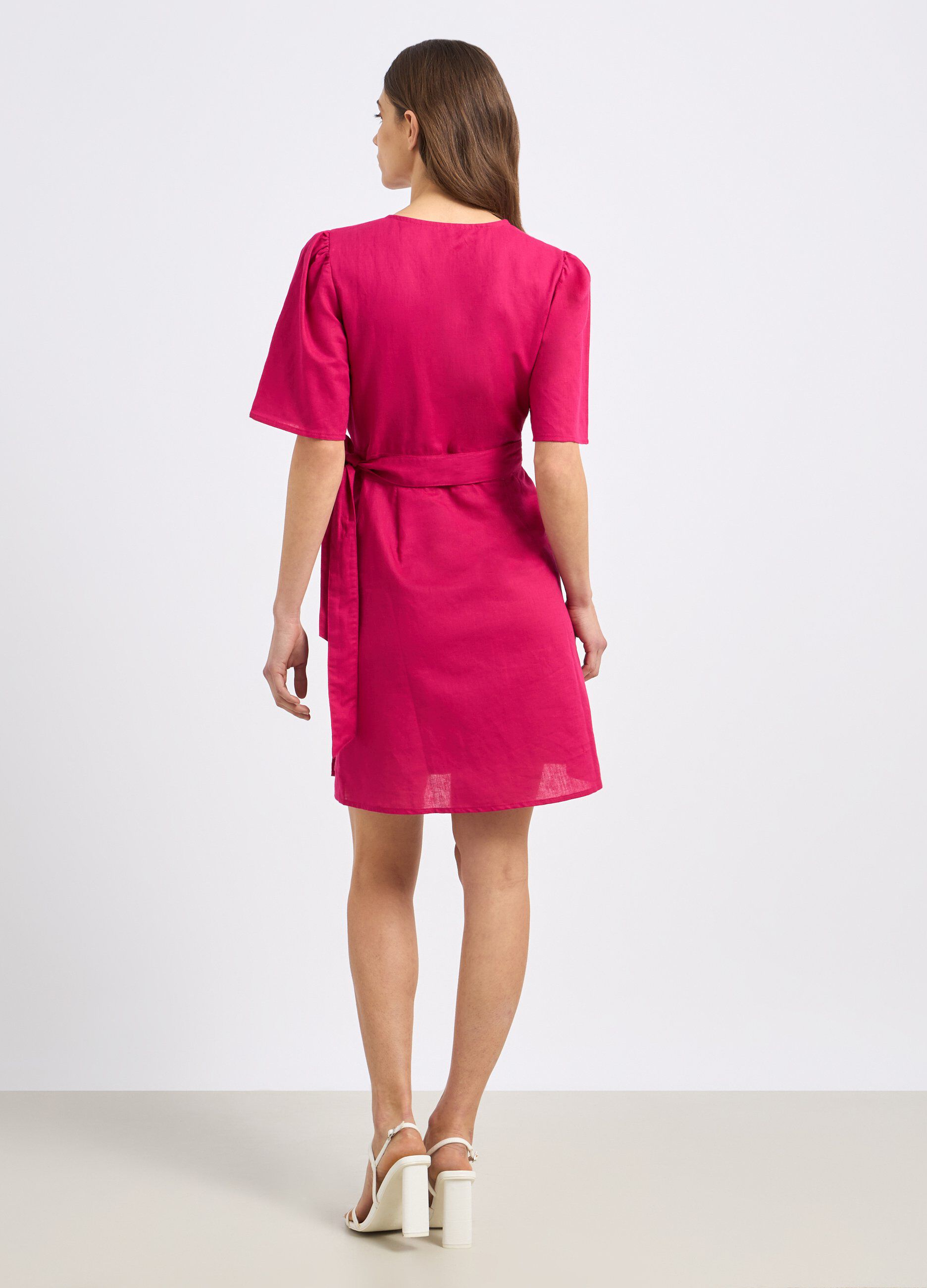 Abito corto in misto lino donna_1