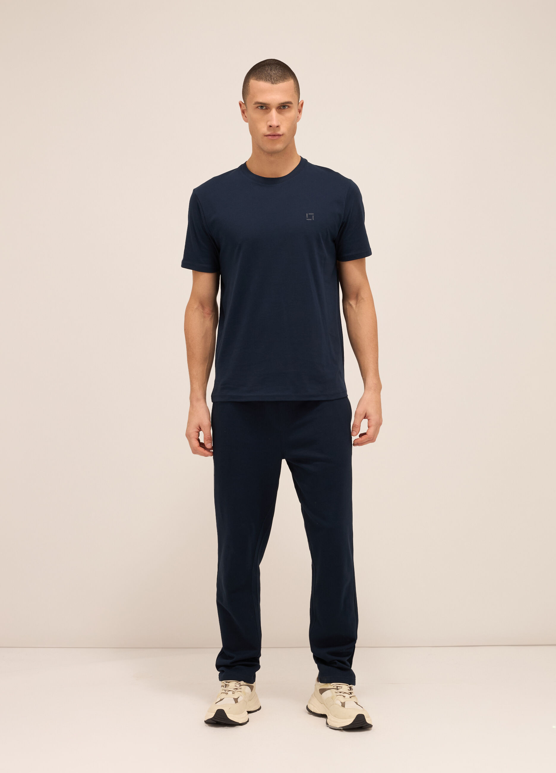 Jogger con coulisse in puro cotone uomo_0