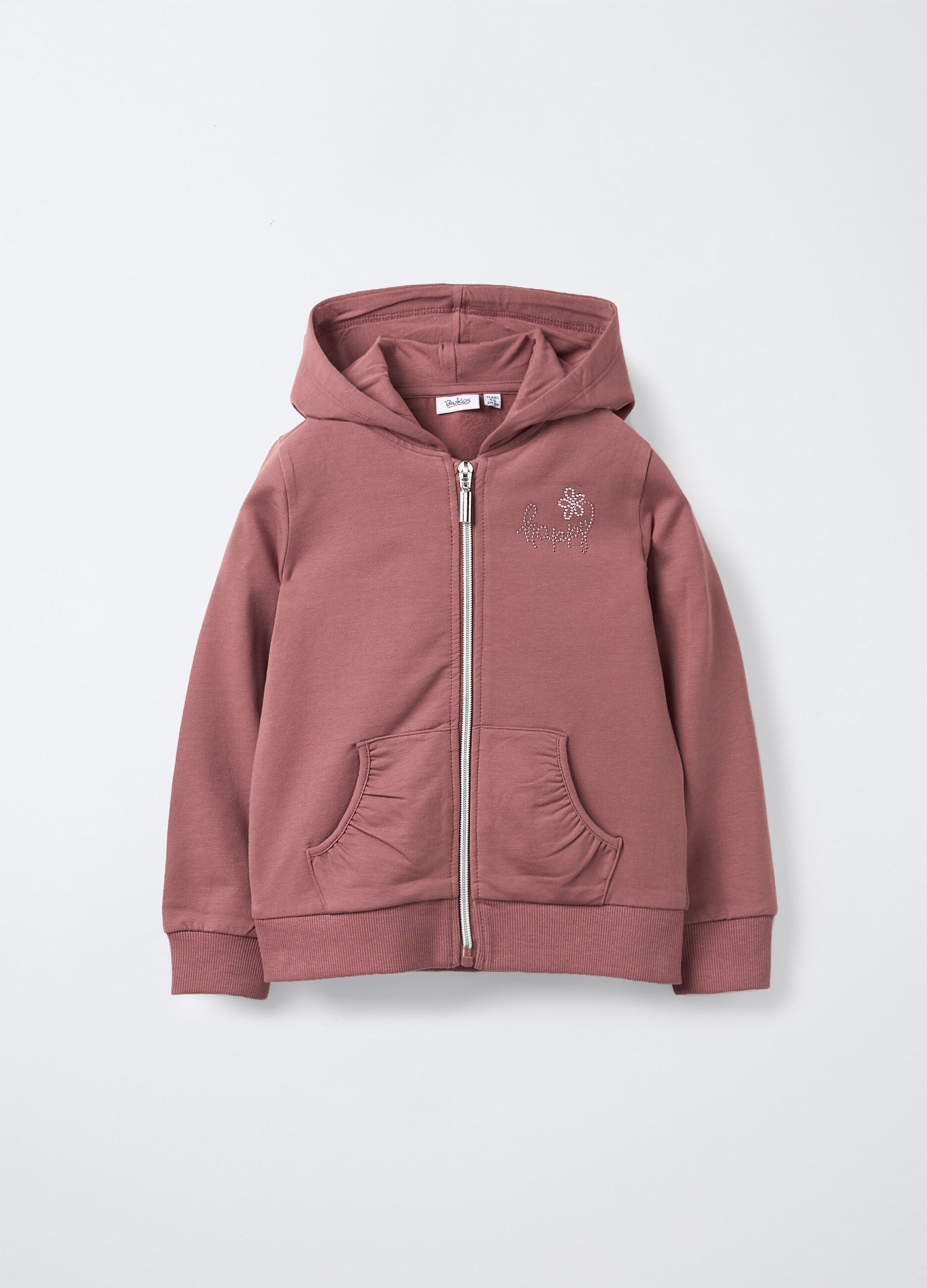 Felpa con cappuccio in cotone garzato stretch bambina_0