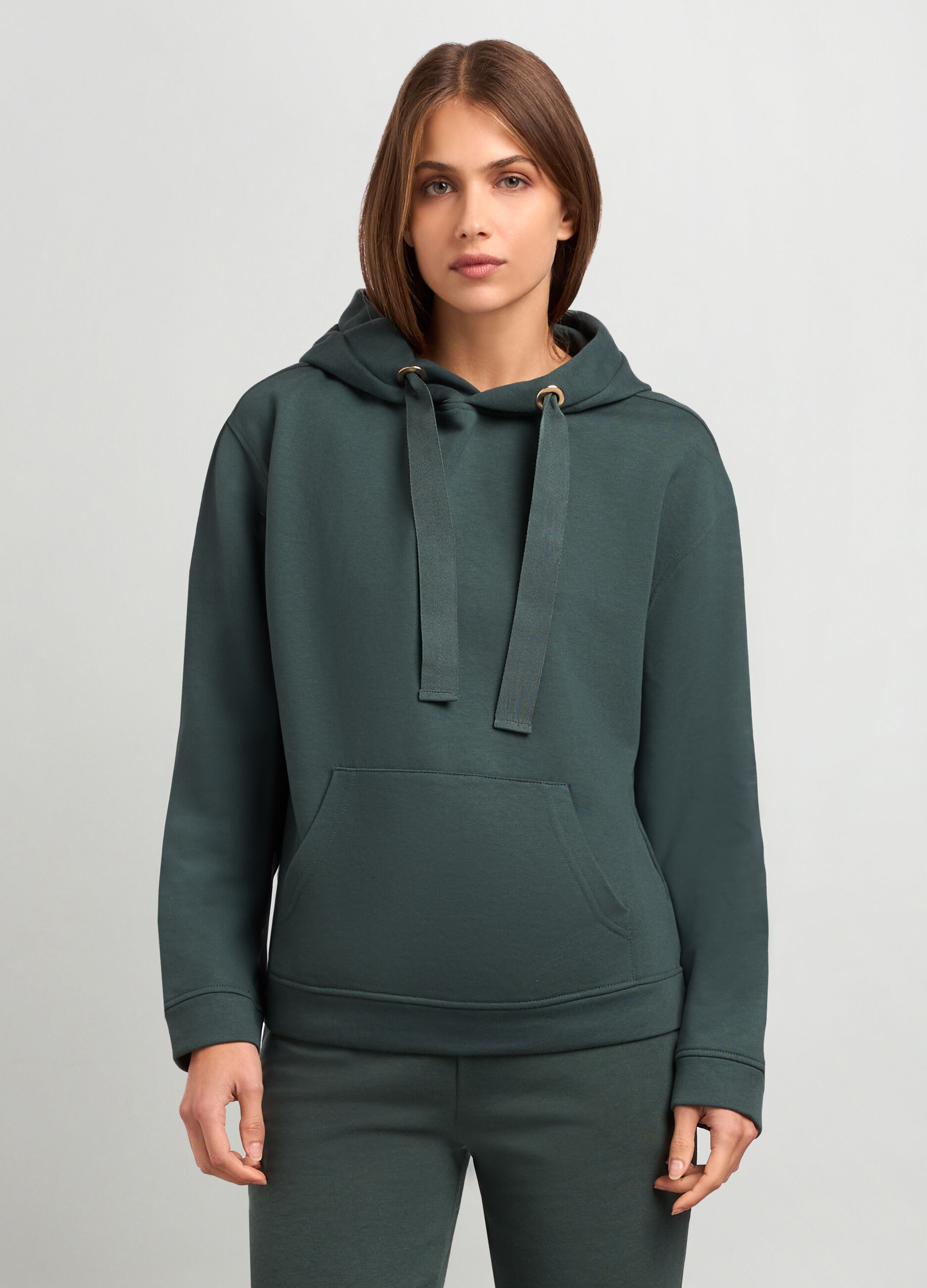 Felpa con cappuccio in misto cotone donna_0