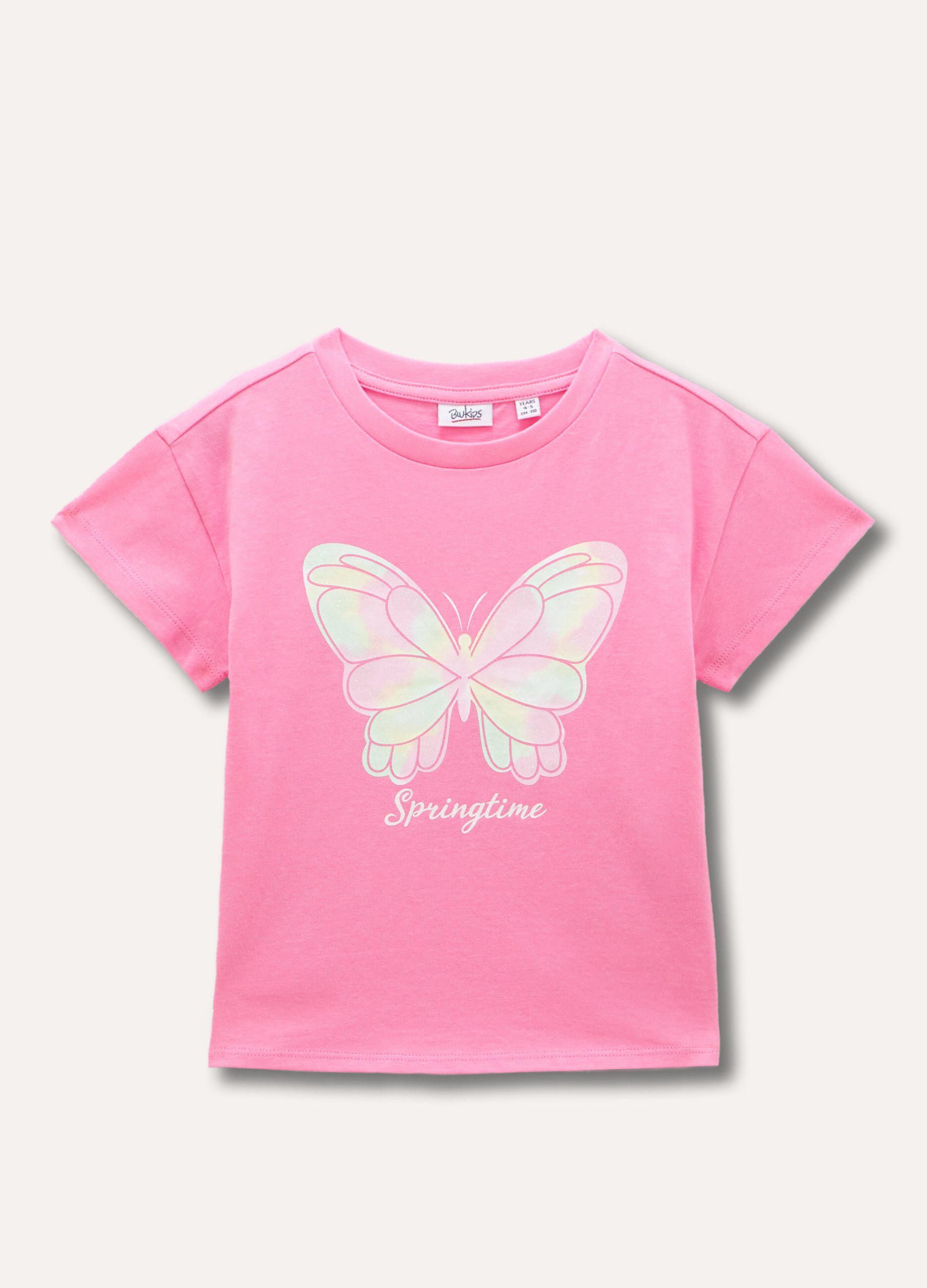 T-shirt in cotone stretch con stampa bambina_0