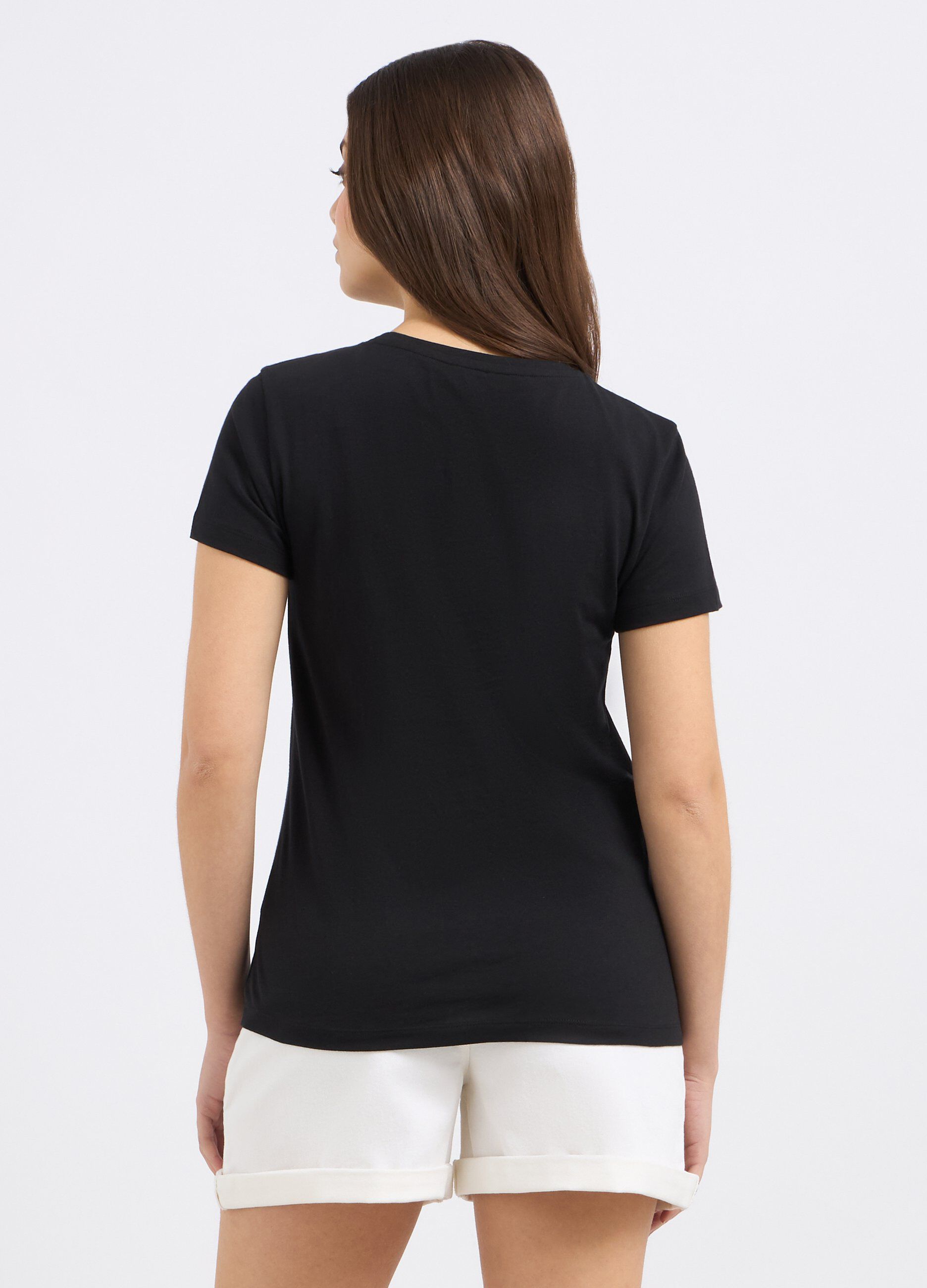 T-shirt in puro cotone con crochet donna_1