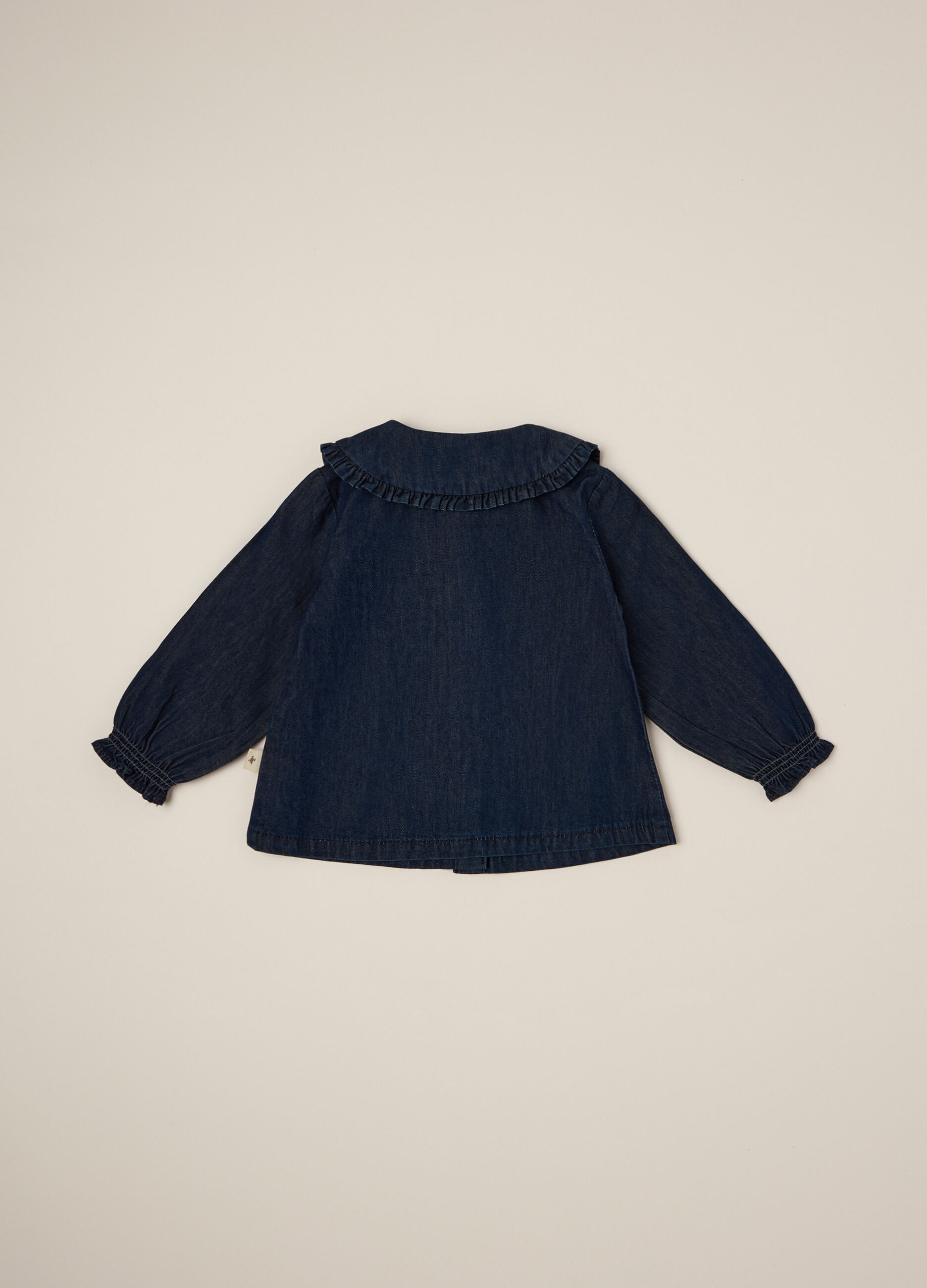 Camicia blu a maniche lunghe in cotone_1